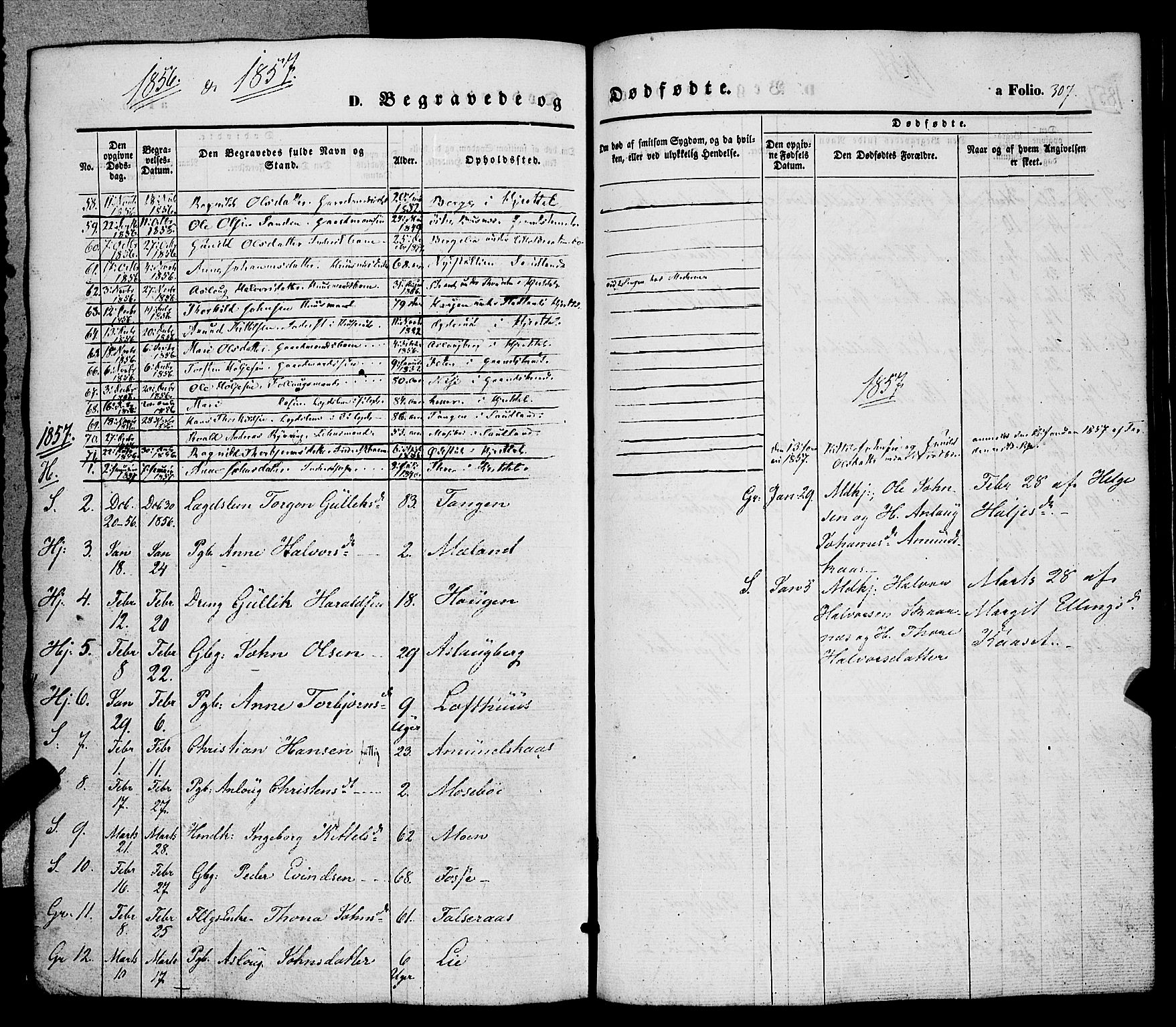 Hjartdal kirkebøker, SAKO/A-270/F/Fa/L0008: Parish register (official) no. I 8, 1844-1859, p. 307