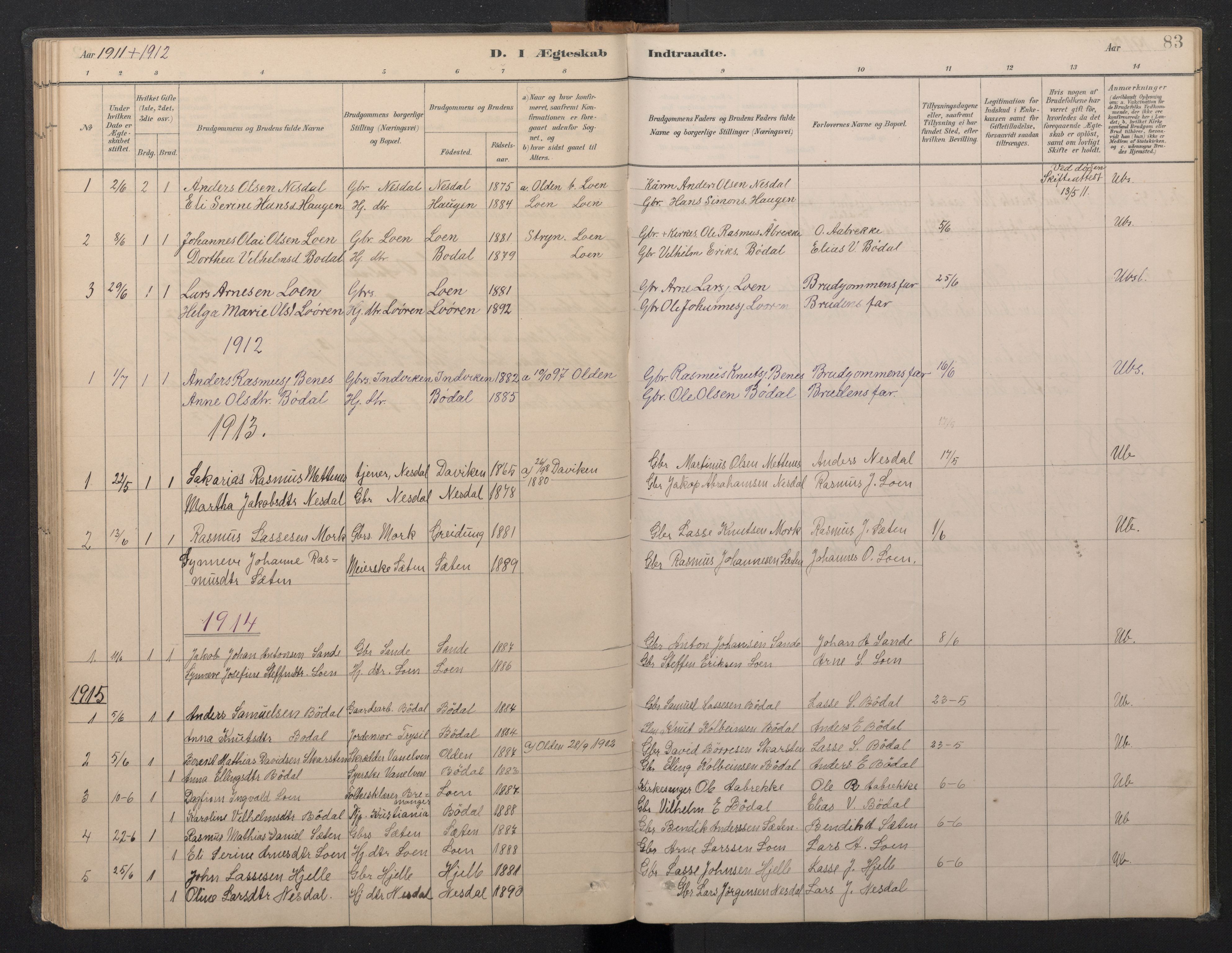 Stryn Sokneprestembete, AV/SAB-A-82501: Parish register (copy) no. B 3, 1881-1918, p. 82b-83a