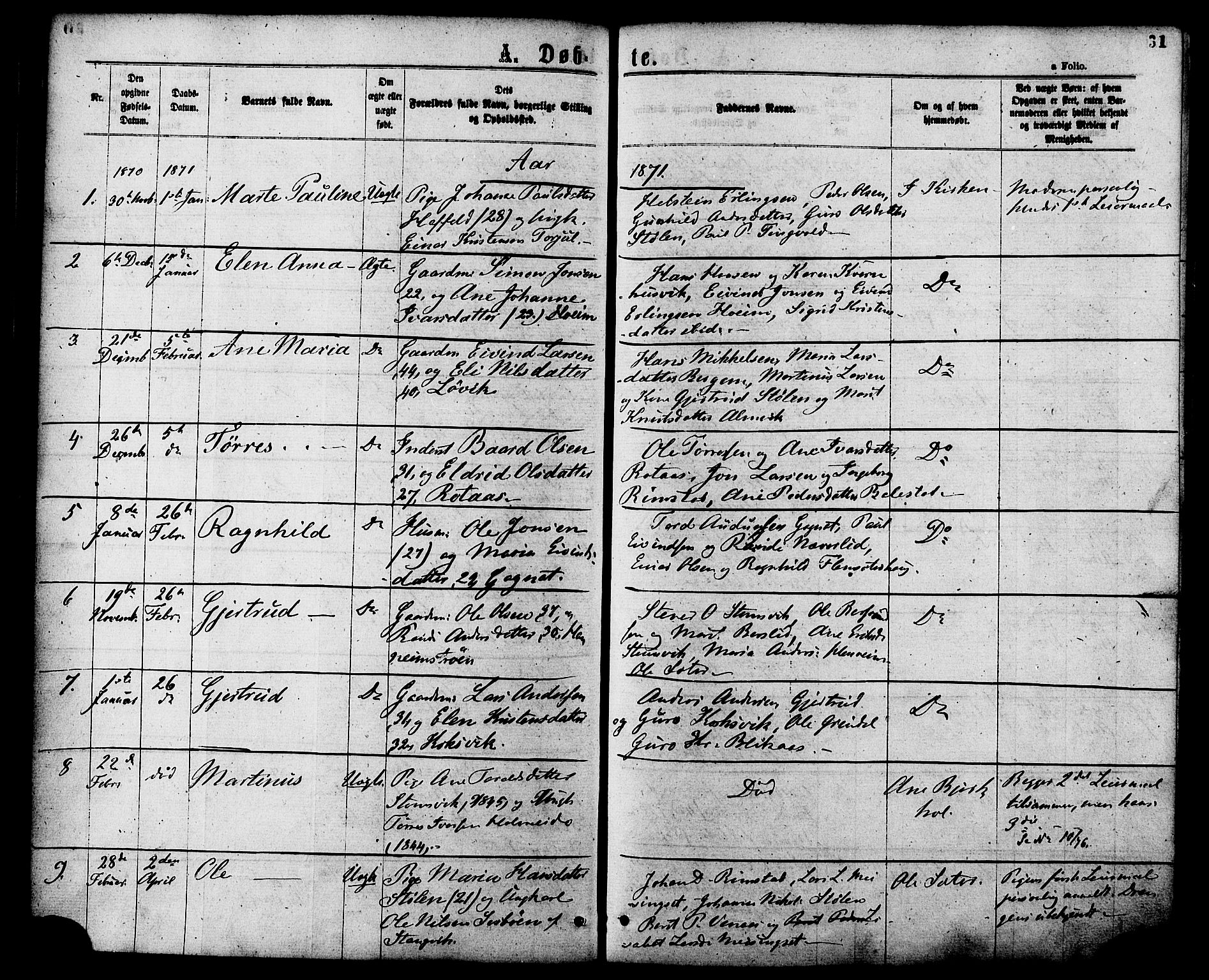 Ministerialprotokoller, klokkerbøker og fødselsregistre - Møre og Romsdal, AV/SAT-A-1454/586/L0986: Parish register (official) no. 586A12, 1867-1878, p. 31