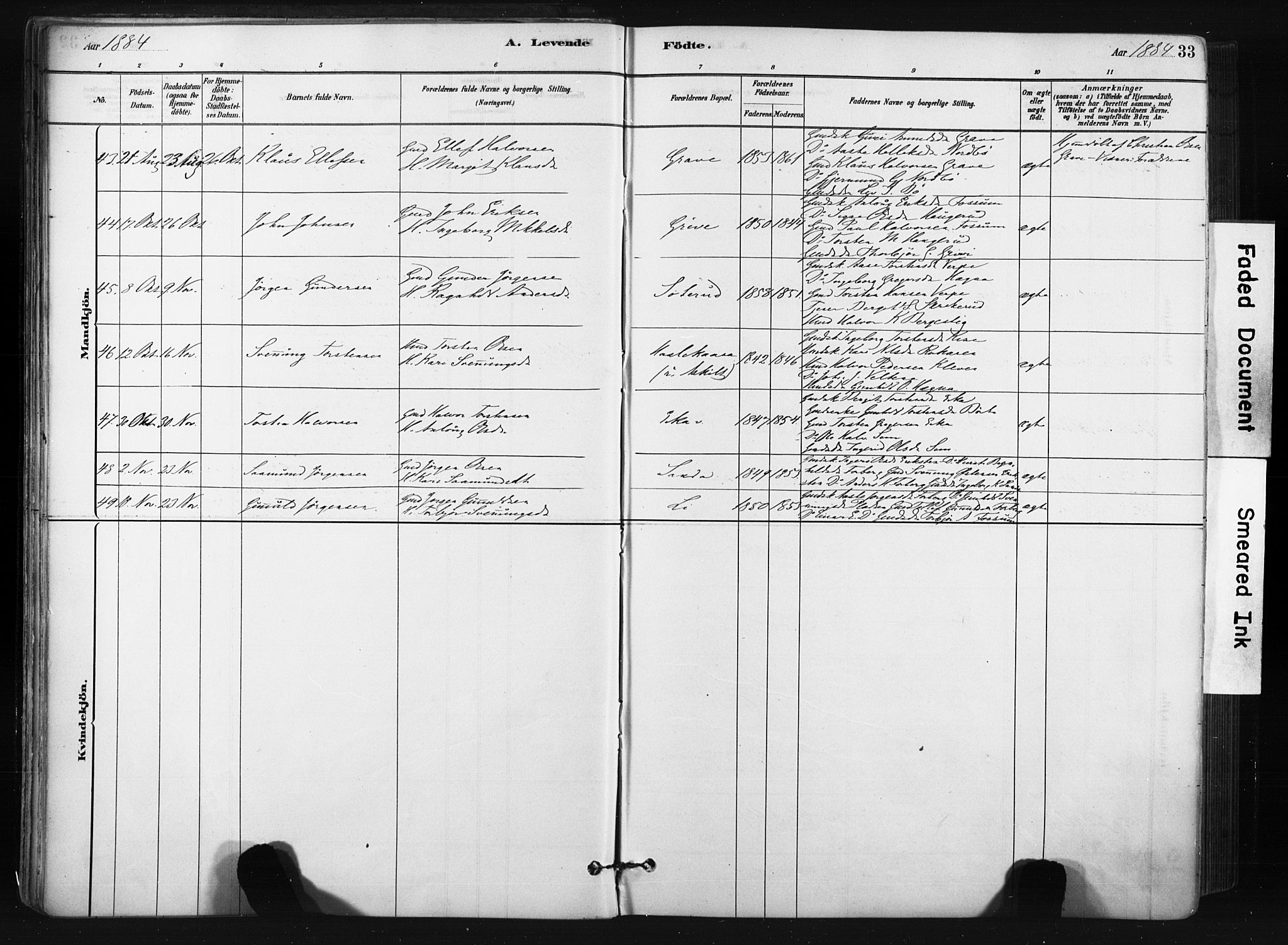Bø kirkebøker, SAKO/A-257/F/Fa/L0010: Parish register (official) no. 10, 1880-1892, p. 33