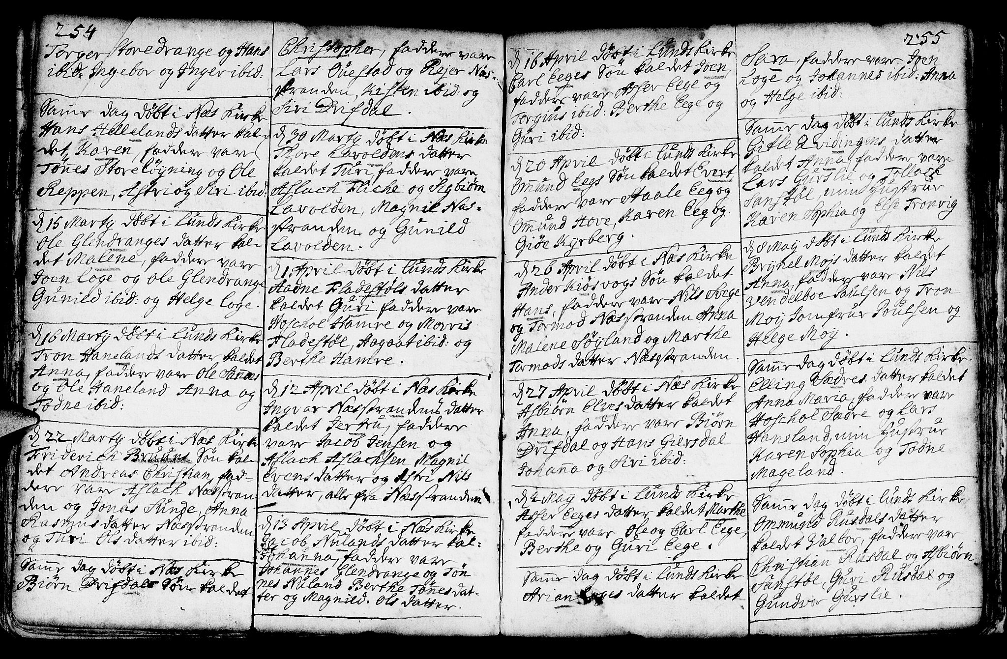 Lund sokneprestkontor, AV/SAST-A-101809/S06/L0002: Parish register (official) no. A 2, 1738-1760, p. 254-255