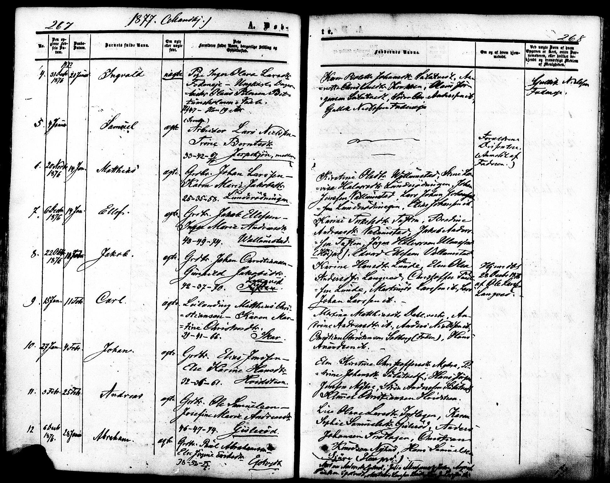 Ramnes kirkebøker, AV/SAKO-A-314/F/Fa/L0006: Parish register (official) no. I 6, 1862-1877, p. 267-268