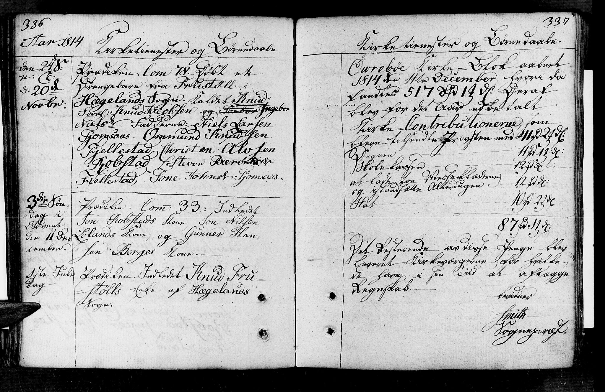 Vennesla sokneprestkontor, AV/SAK-1111-0045/Fa/Fac/L0002: Parish register (official) no. A 2, 1785-1834, p. 336-337