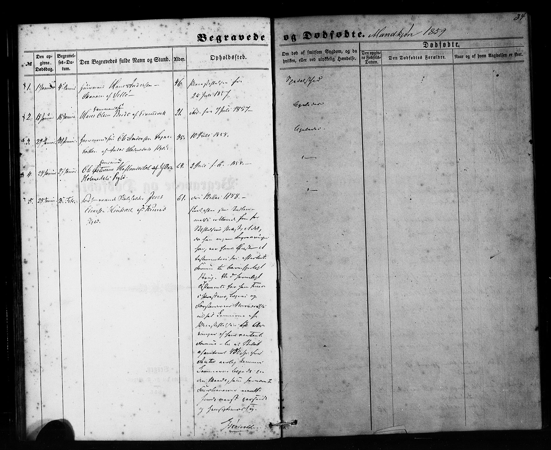 Pleiestiftelsen nr. 1 for spedalske sokneprestembete*, SAB/-: Parish register (official) no. A 1, 1859-1886, p. 34