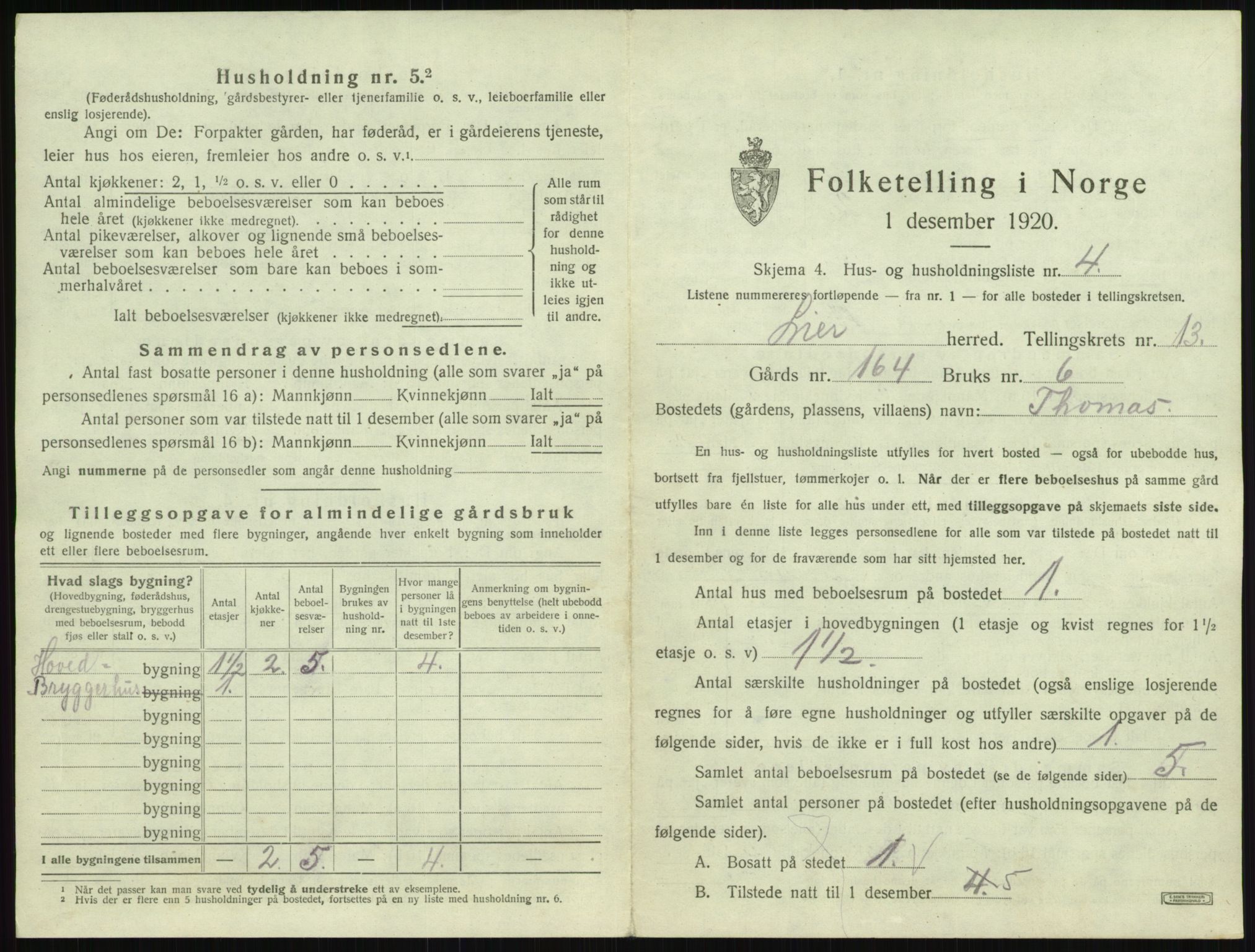 SAKO, 1920 census for Lier, 1920, p. 2239