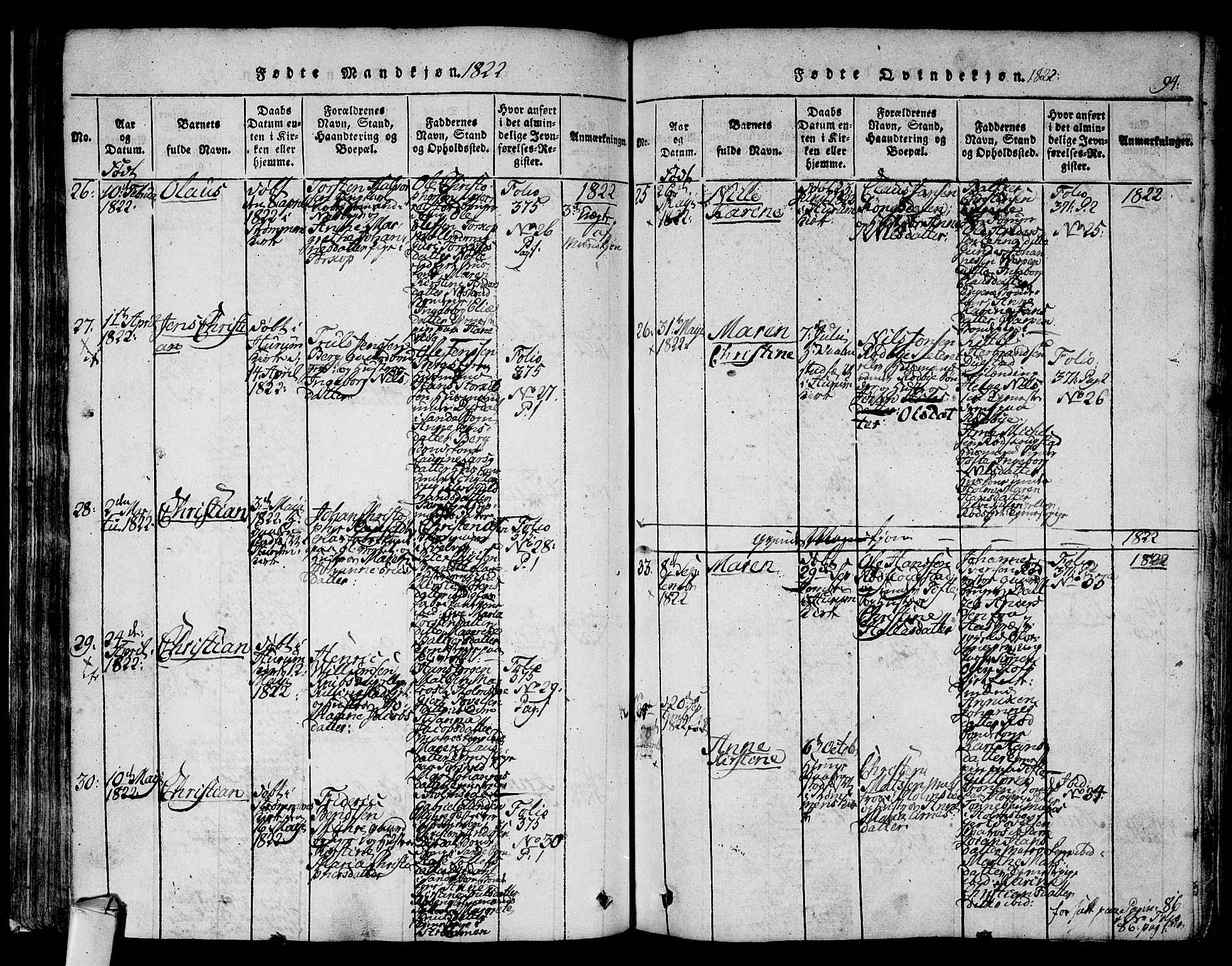 Hurum kirkebøker, AV/SAKO-A-229/F/Fa/L0009: Parish register (official) no. 9, 1816-1826, p. 94