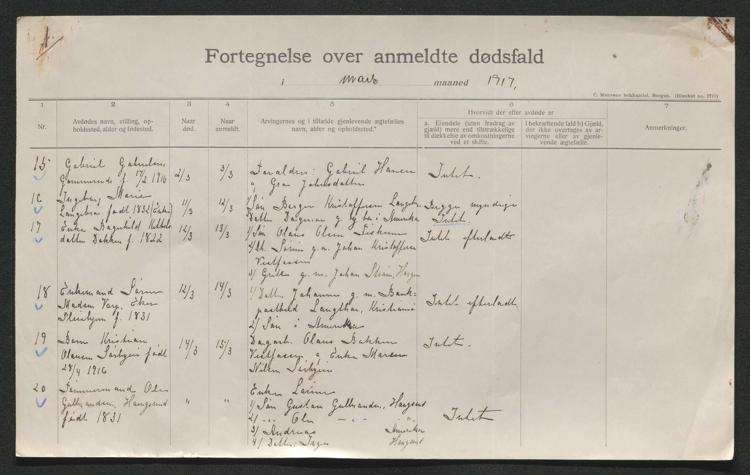 Eiker, Modum og Sigdal sorenskriveri, AV/SAKO-A-123/H/Ha/Hab/L0038: Dødsfallsmeldinger, 1916-1917, p. 665