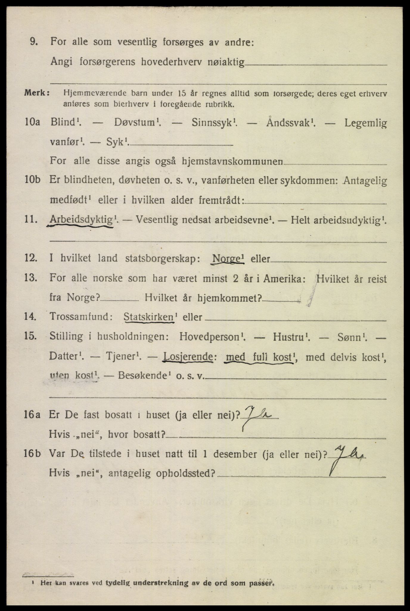 SAK, 1920 census for Åseral, 1920, p. 2449