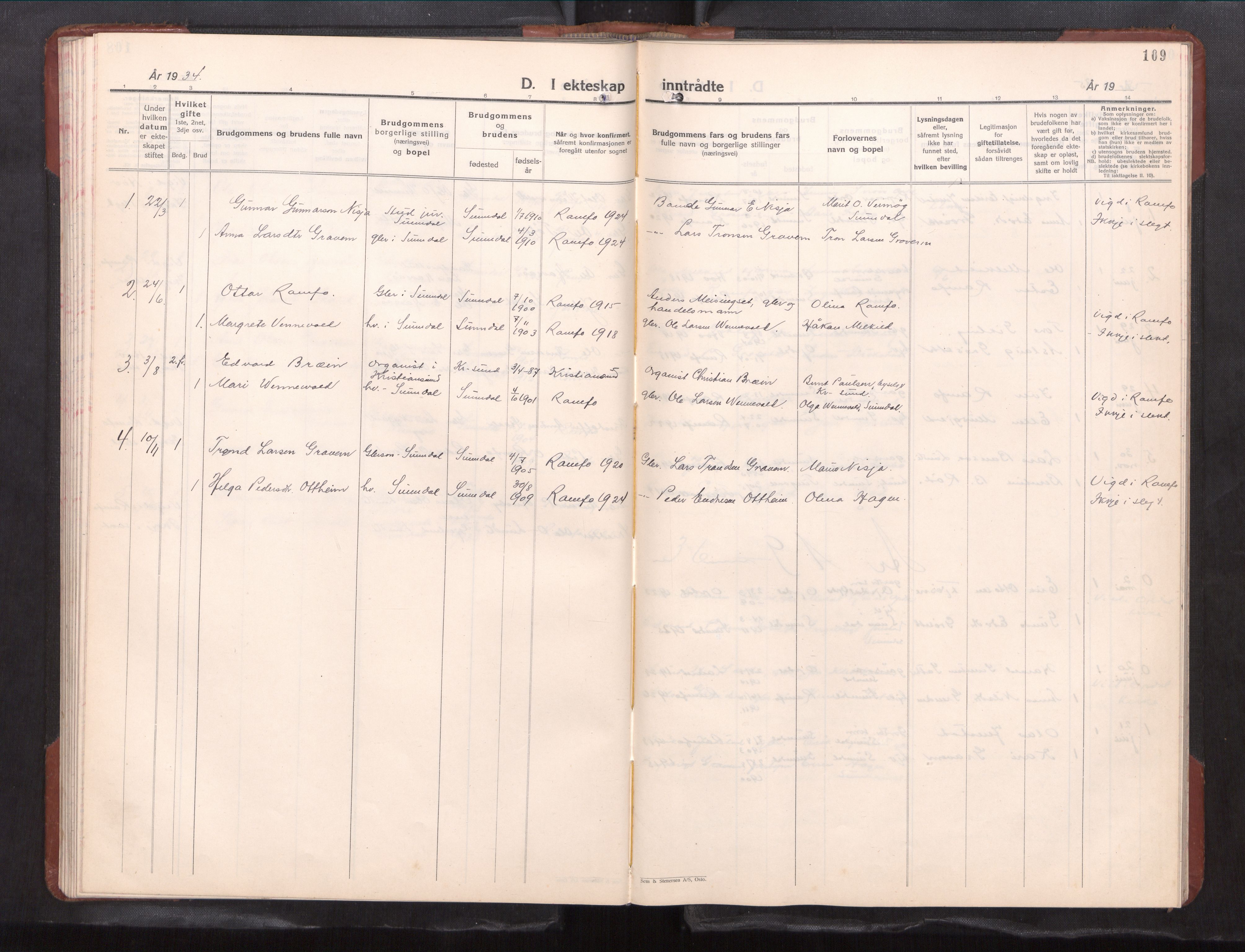 Ministerialprotokoller, klokkerbøker og fødselsregistre - Møre og Romsdal, AV/SAT-A-1454/591/L1021: Parish register (copy) no. 591---, 1930-1971, p. 109