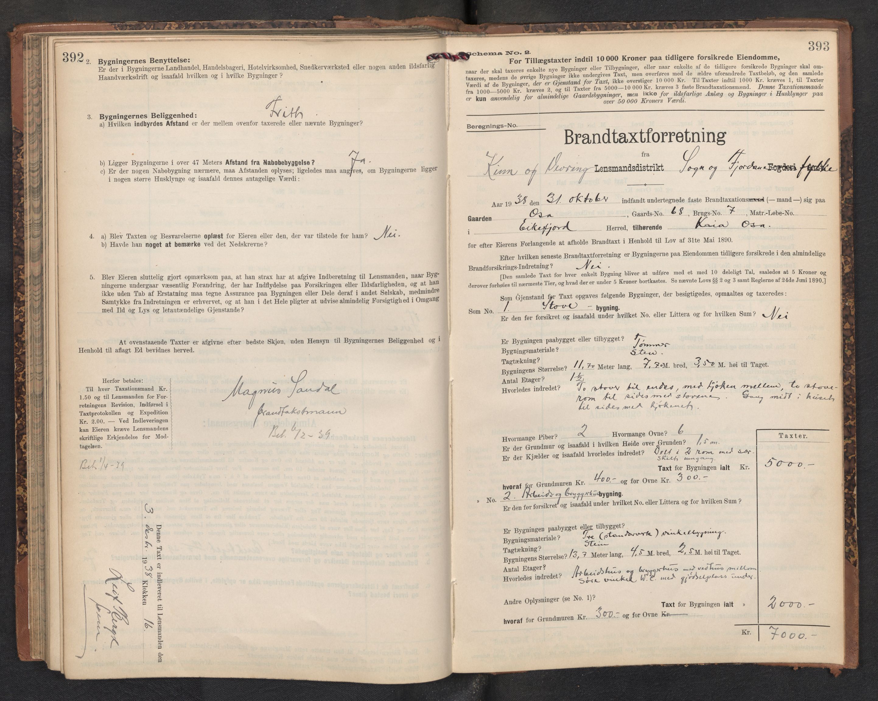 Lensmannen i Kinn, AV/SAB-A-28801/0012/L0005: Branntakstprotokoll, skjematakst, 1903-1938, p. 392-393