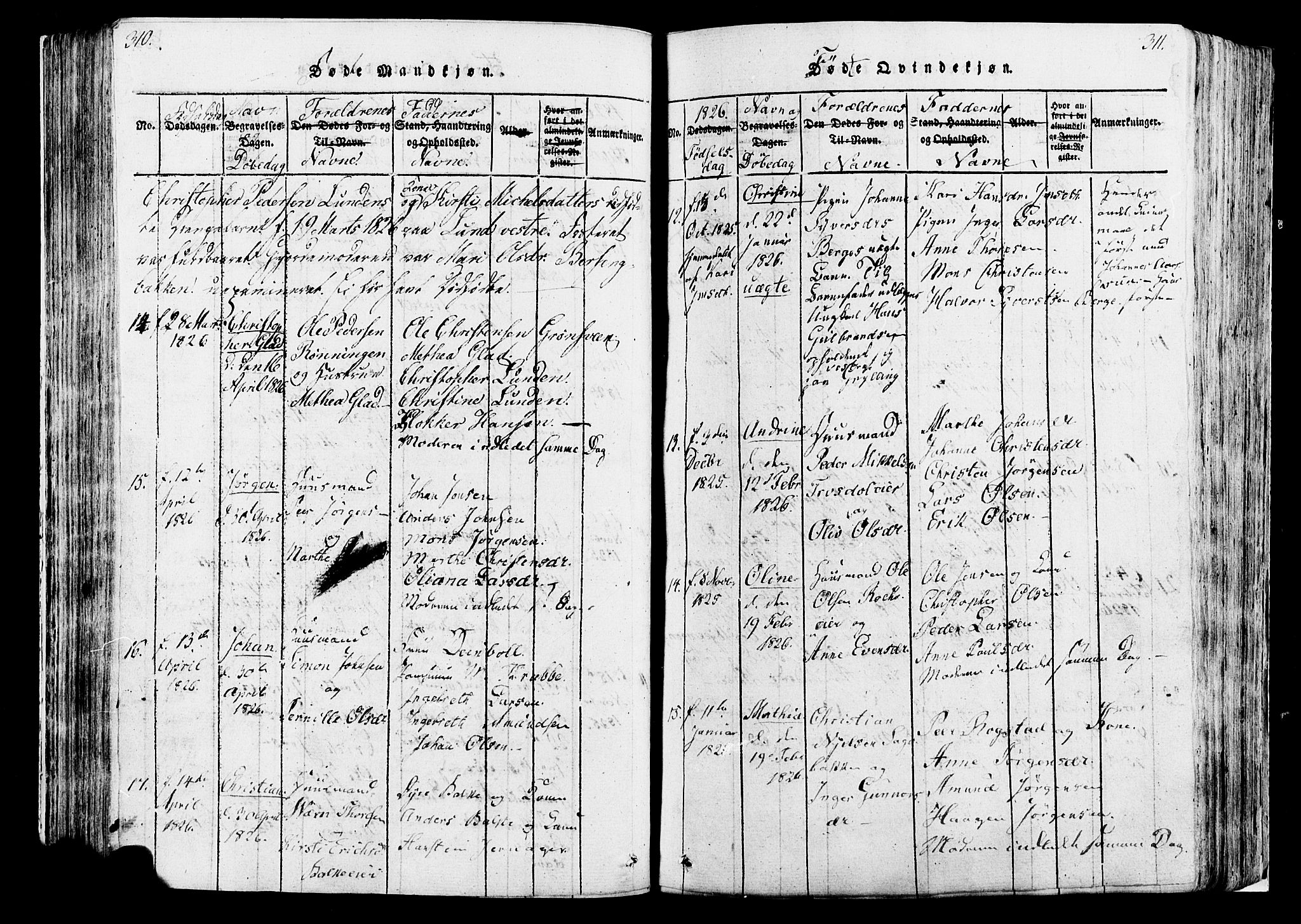 Løten prestekontor, AV/SAH-PREST-022/K/Ka/L0005: Parish register (official) no. 5, 1814-1832, p. 310-311