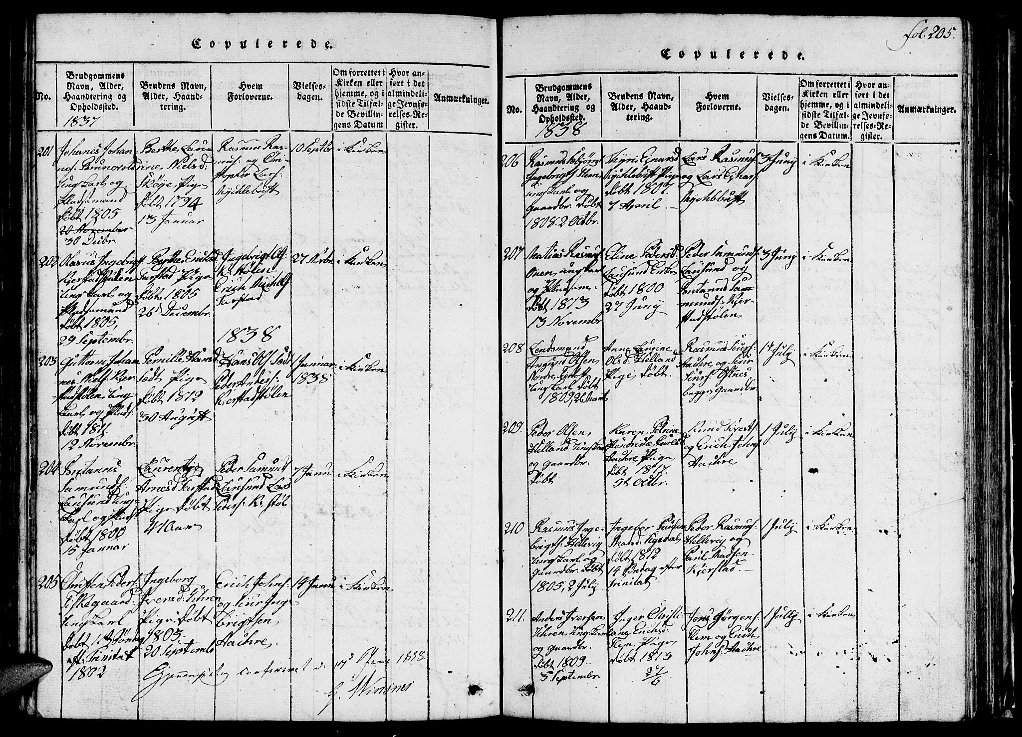 Ministerialprotokoller, klokkerbøker og fødselsregistre - Møre og Romsdal, AV/SAT-A-1454/536/L0506: Parish register (copy) no. 536C01, 1818-1859, p. 205