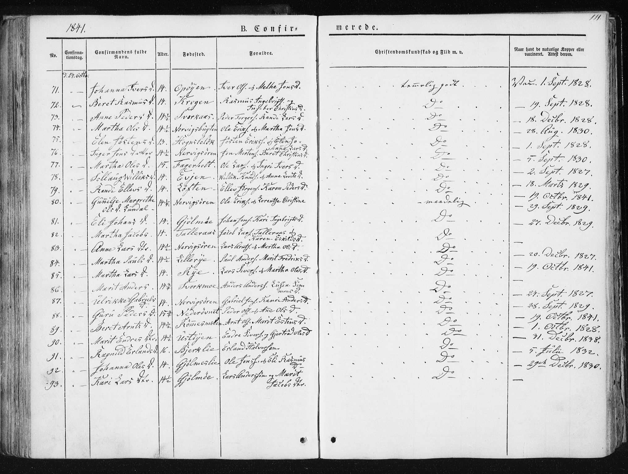 Ministerialprotokoller, klokkerbøker og fødselsregistre - Sør-Trøndelag, AV/SAT-A-1456/668/L0805: Parish register (official) no. 668A05, 1840-1853, p. 111