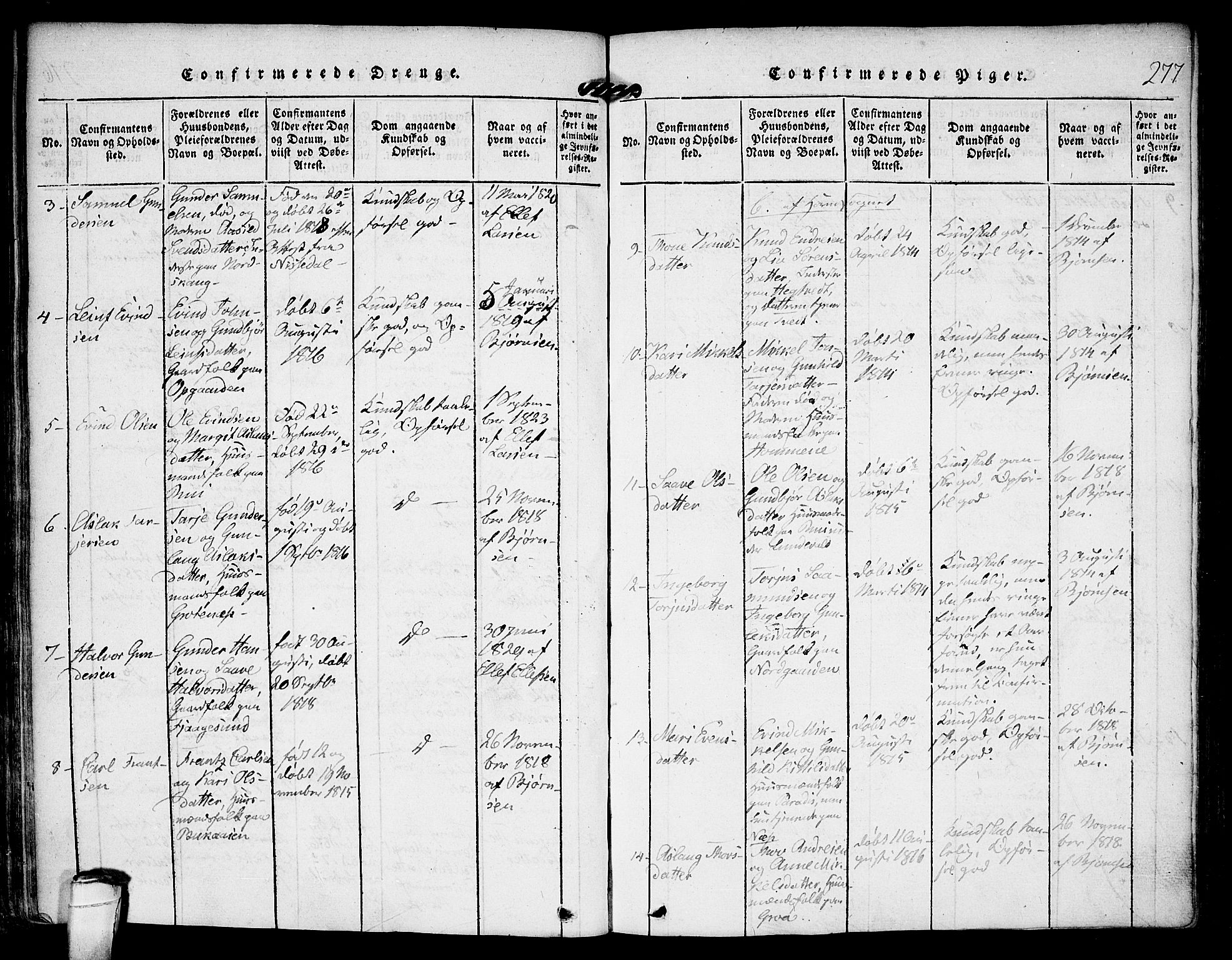 Kviteseid kirkebøker, SAKO/A-276/F/Fa/L0005: Parish register (official) no. I 5, 1815-1836, p. 277