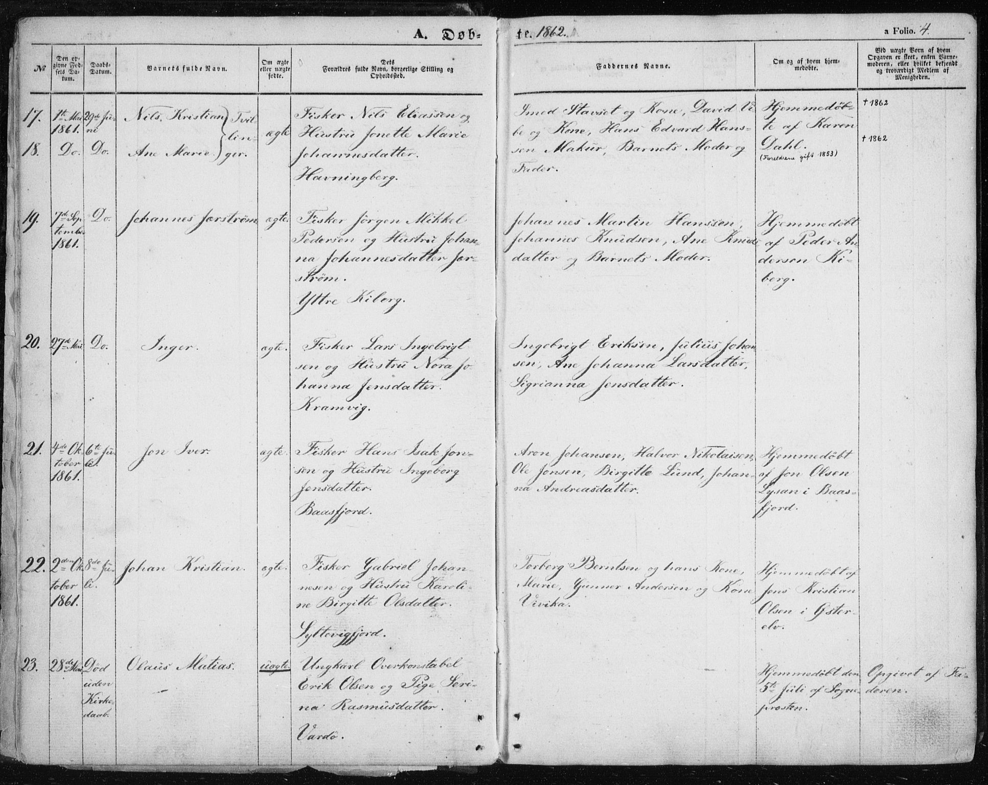 Vardø sokneprestkontor, SATØ/S-1332/H/Ha/L0004kirke: Parish register (official) no. 4, 1862-1871, p. 4
