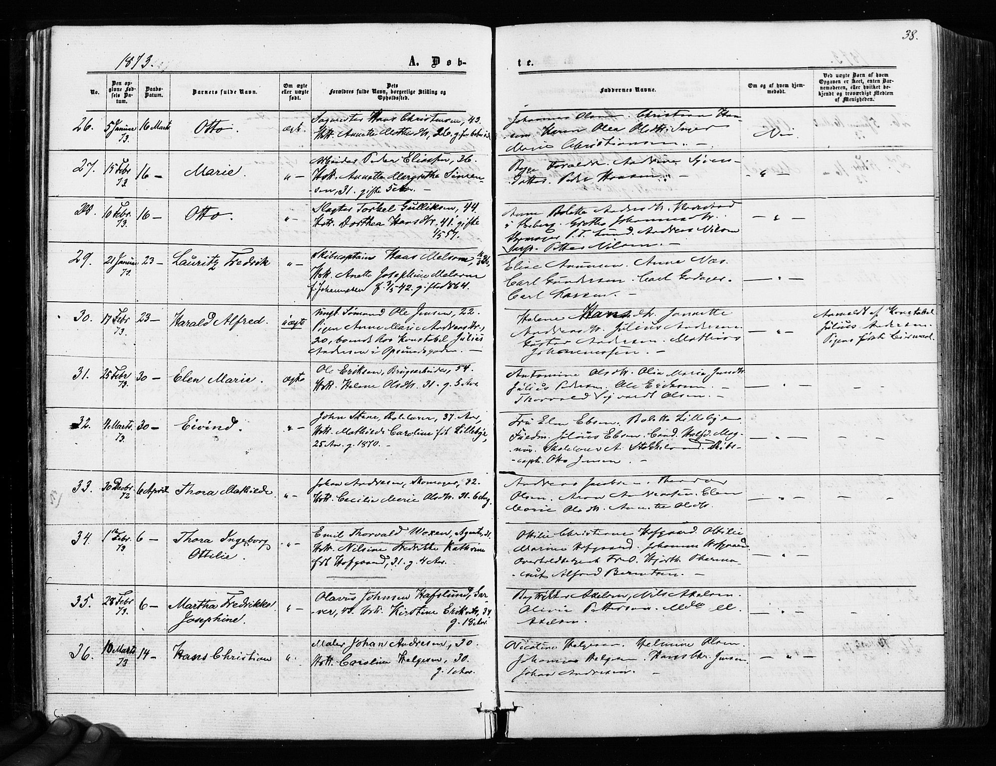 Sarpsborg prestekontor Kirkebøker, AV/SAO-A-2006/F/Fa/L0002: Parish register (official) no. 2, 1869-1877, p. 38