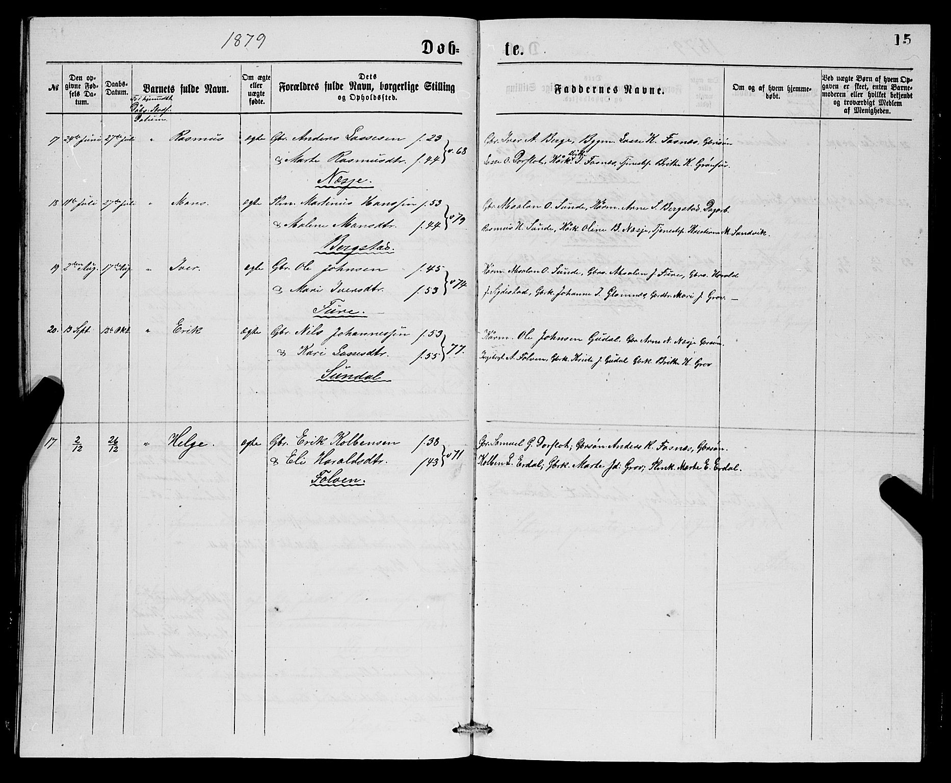 Stryn Sokneprestembete, SAB/A-82501: Parish register (copy) no. C 2, 1877-1881, p. 15