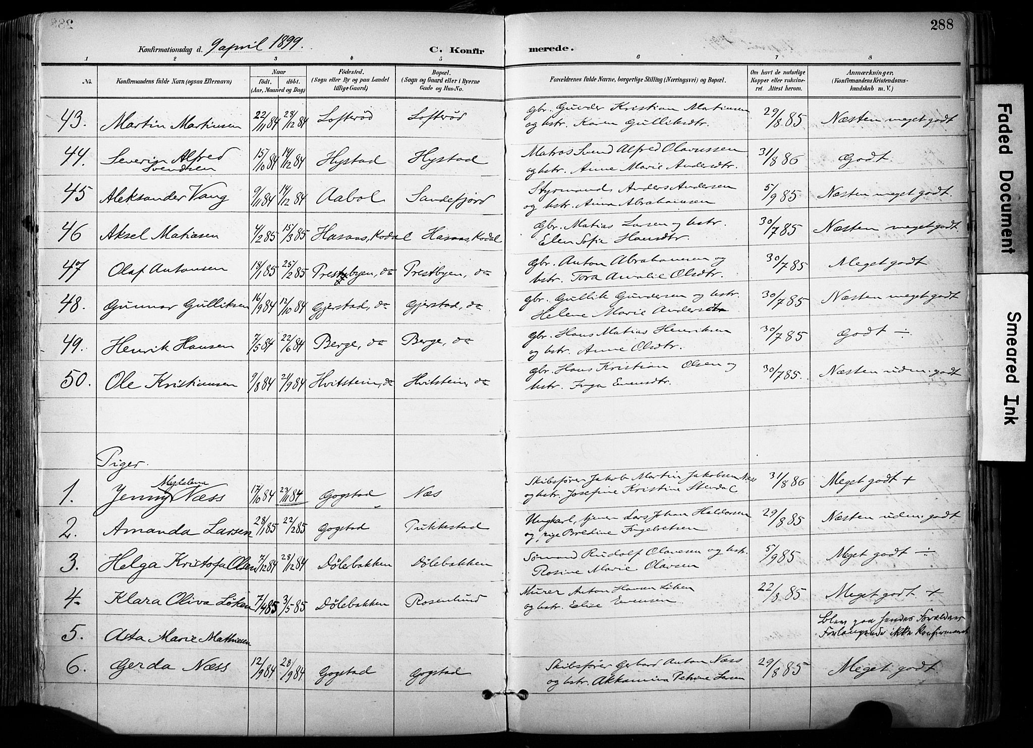 Sandar kirkebøker, AV/SAKO-A-243/F/Fa/L0014: Parish register (official) no. 14, 1896-1909, p. 288