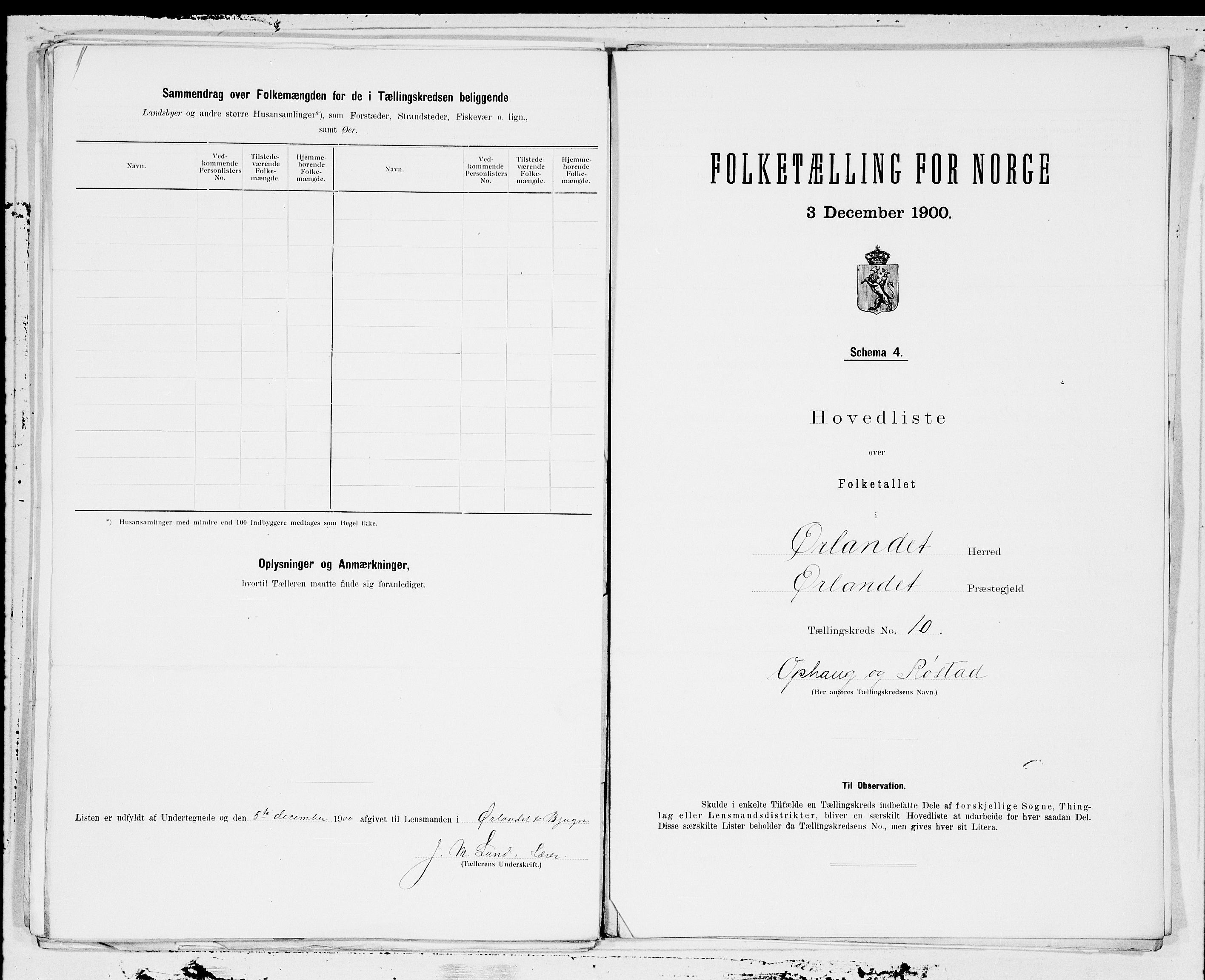 SAT, 1900 census for Ørland, 1900, p. 22