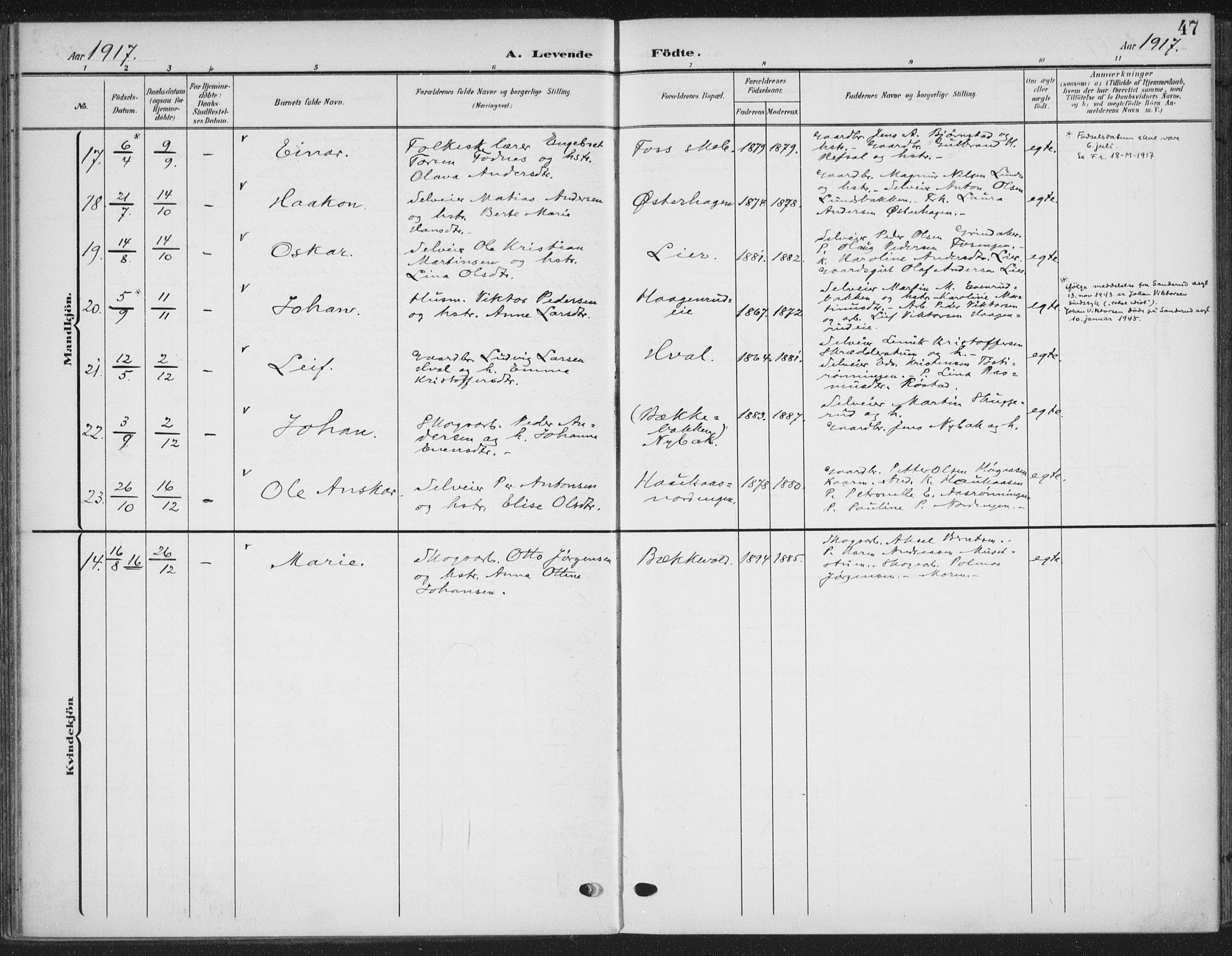 Romedal prestekontor, AV/SAH-PREST-004/K/L0009: Parish register (official) no. 9, 1906-1929, p. 47