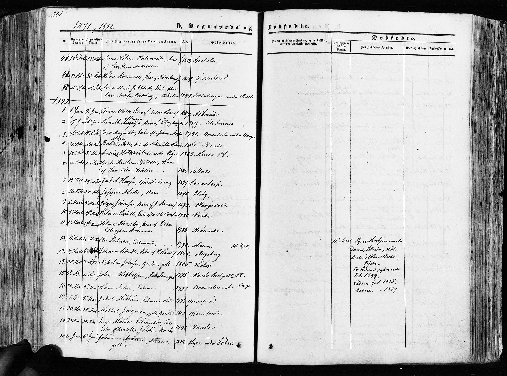 Råde prestekontor kirkebøker, AV/SAO-A-2009/F/Fa/L0006: Parish register (official) no. 6, 1854-1877, p. 361