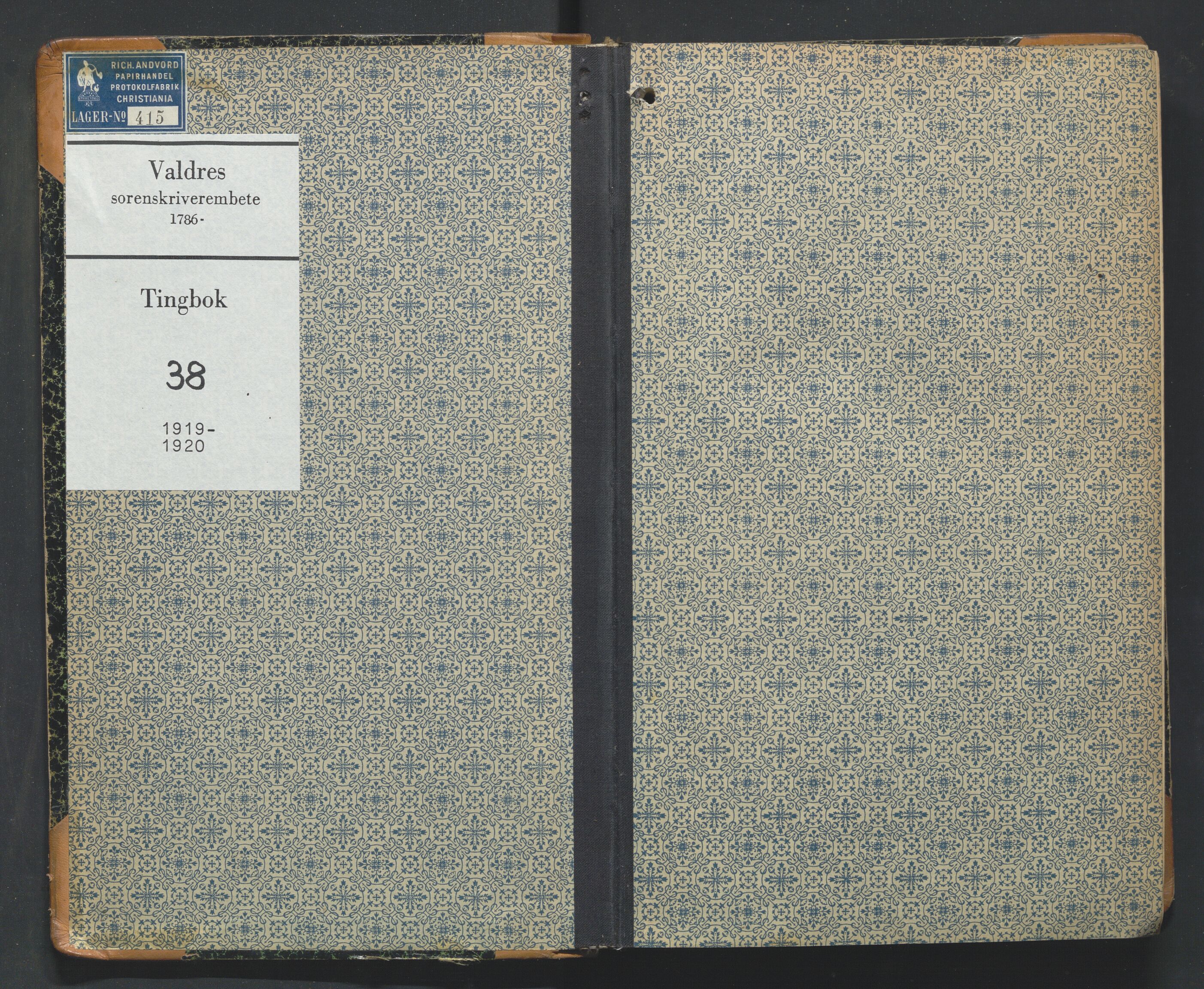 Valdres sorenskriveri, SAH/TING-016/G/Gb/L0038: Tingbok, 1919-1920