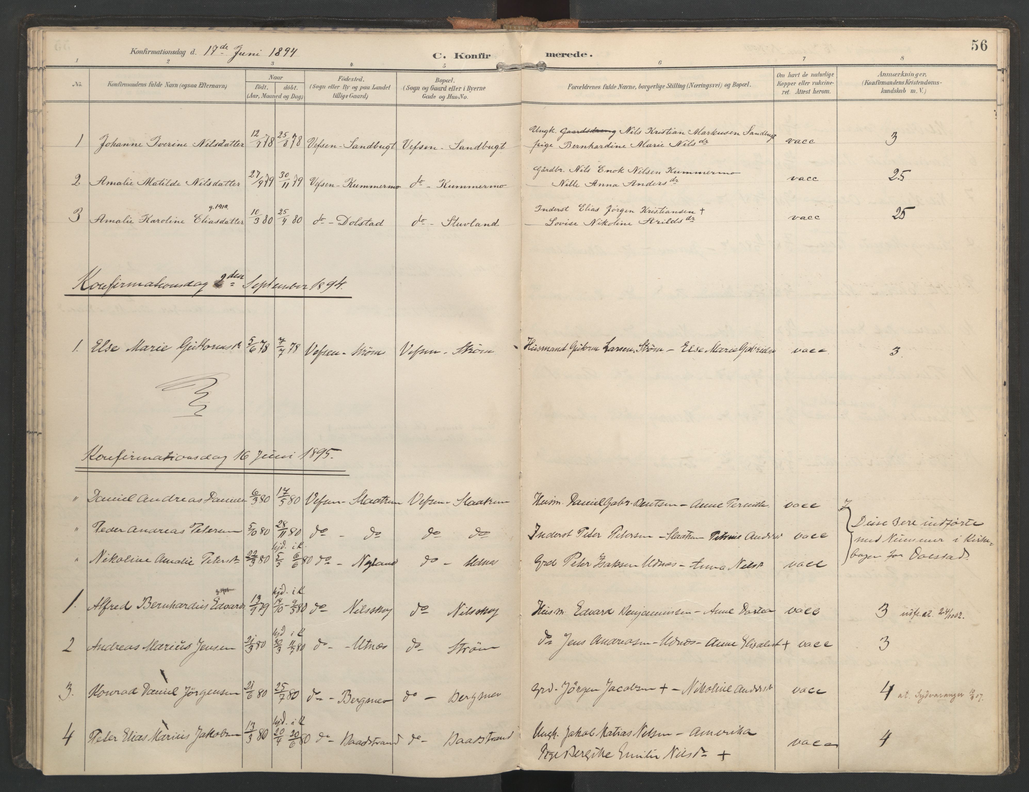 Ministerialprotokoller, klokkerbøker og fødselsregistre - Nordland, SAT/A-1459/821/L0317: Parish register (official) no. 821A01, 1892-1907, p. 56