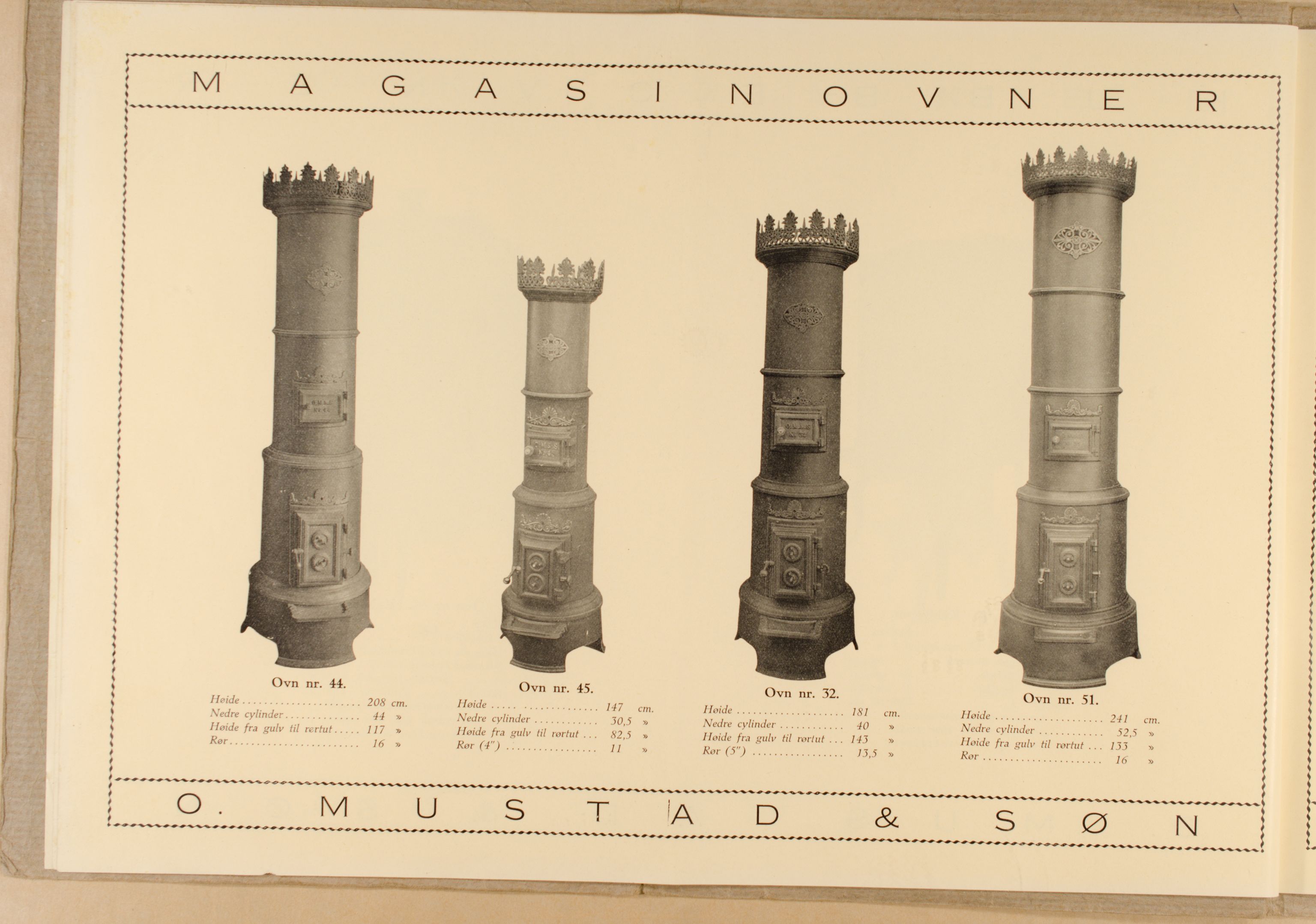 Næs Jernverksmuseets samling av historiske ovnskataloger, NESJ/NJM-006/01/L0012: O. Mustad & Søn, Støpegods Katalog, 1889-1910