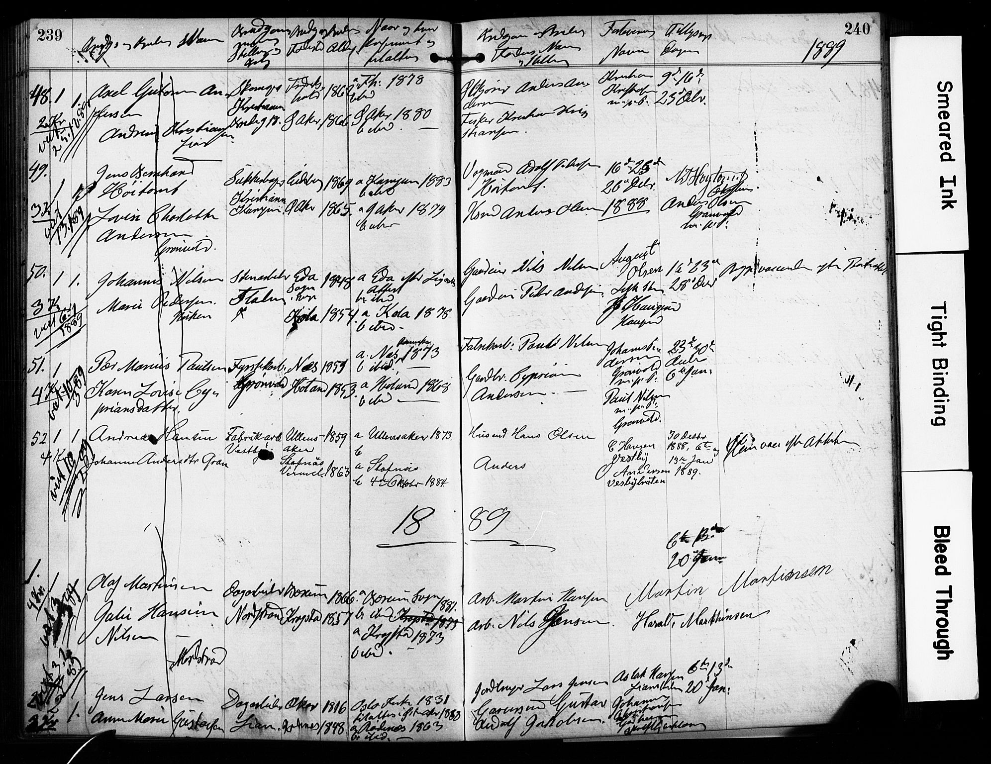 Østre Aker prestekontor Kirkebøker, SAO/A-10840/H/Ha/L0004: Banns register no. I 4, 1878-1901, p. 239-240