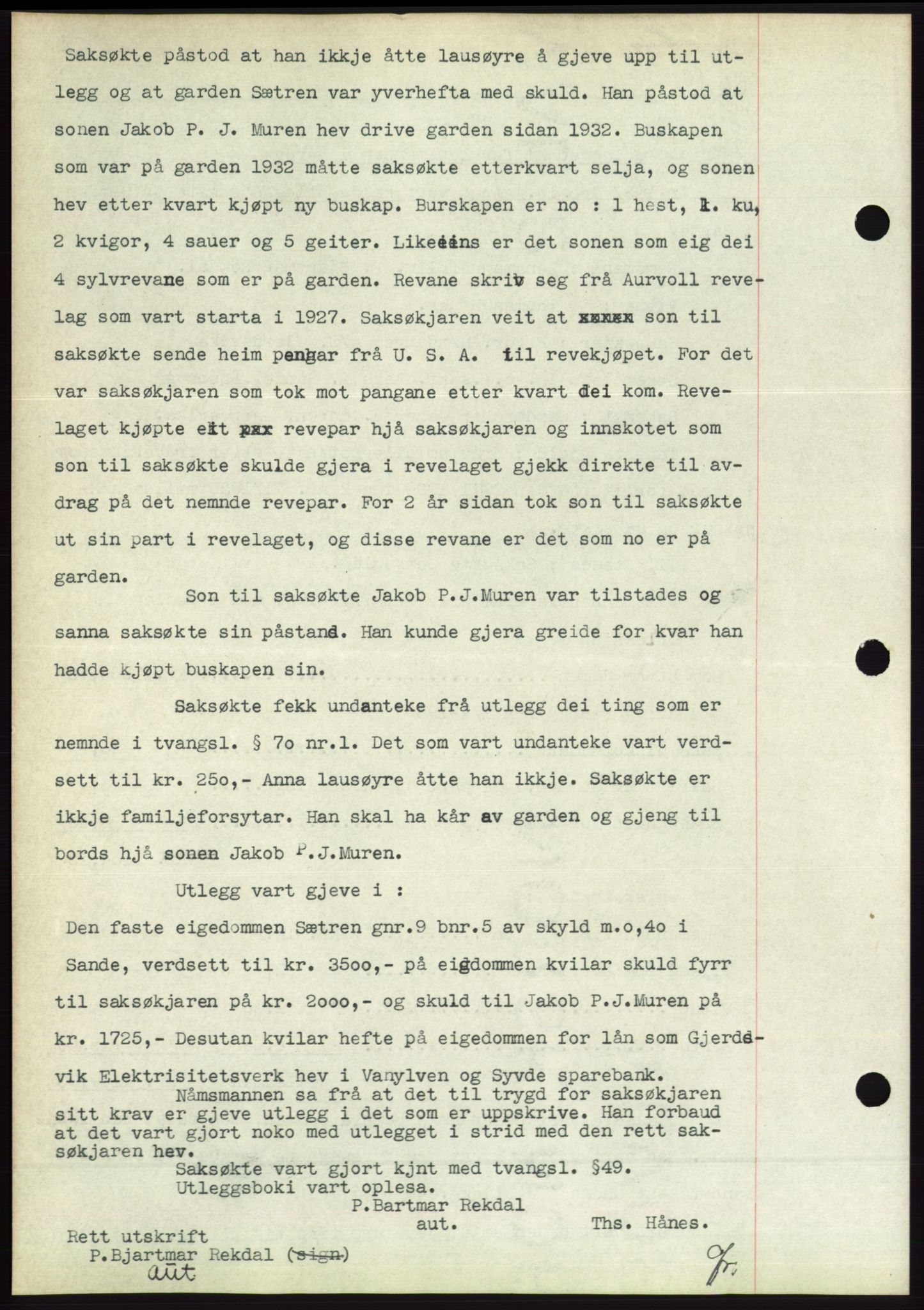 Søre Sunnmøre sorenskriveri, AV/SAT-A-4122/1/2/2C/L0062: Mortgage book no. 56, 1936-1937, Diary no: : 106/1937