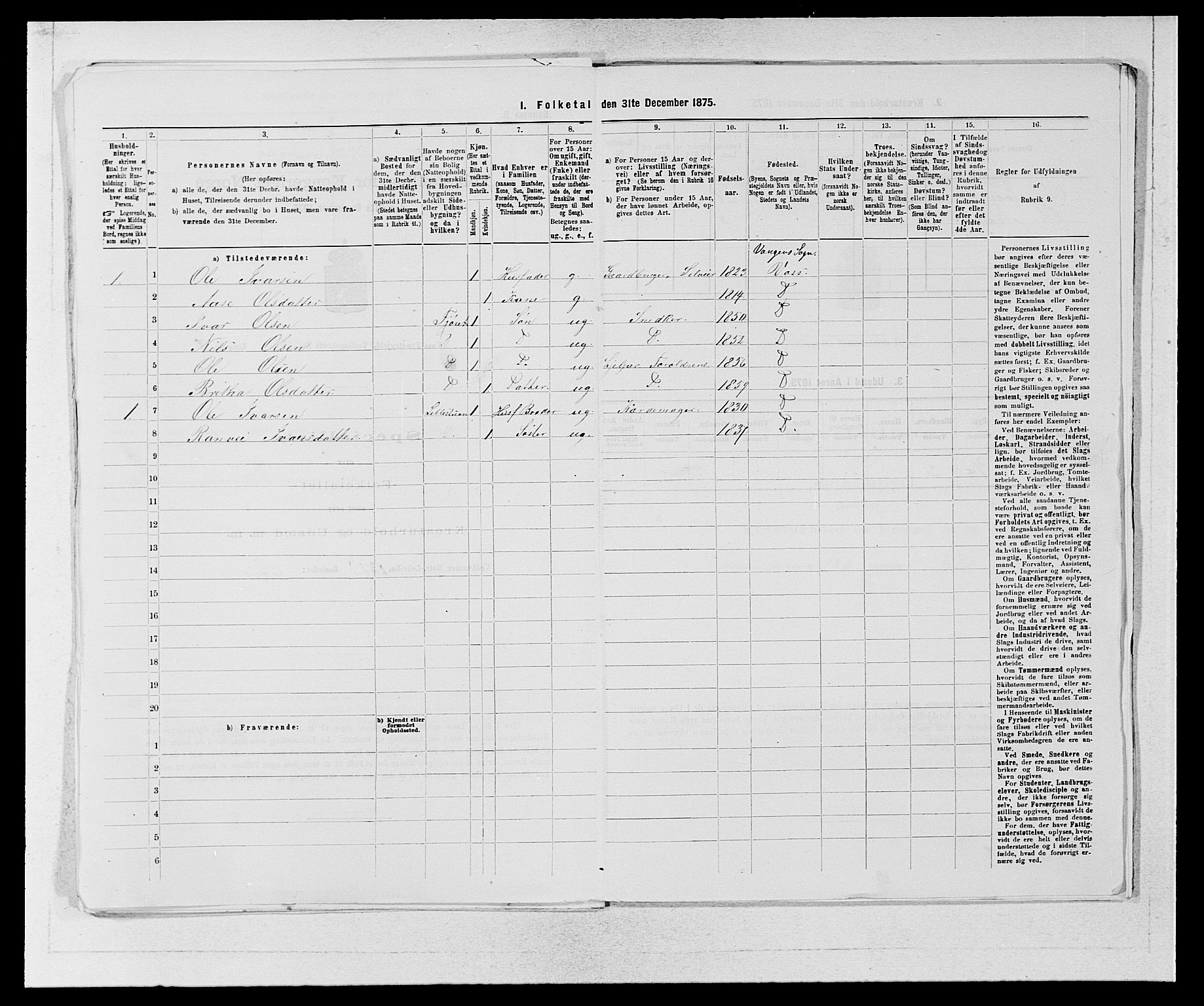 SAB, 1875 census for 1235P Voss, 1875, p. 594