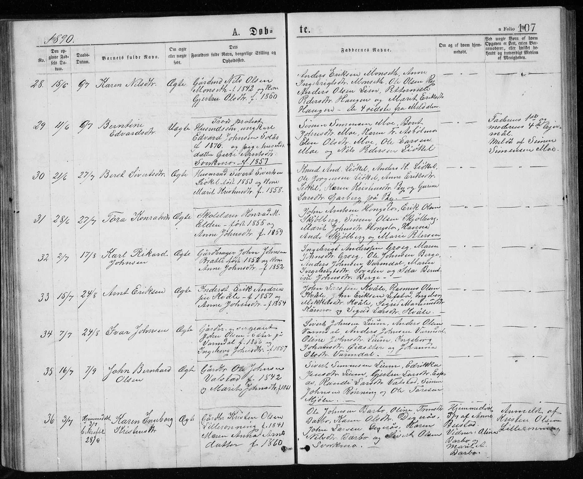 Ministerialprotokoller, klokkerbøker og fødselsregistre - Sør-Trøndelag, AV/SAT-A-1456/671/L0843: Parish register (copy) no. 671C02, 1873-1892, p. 107