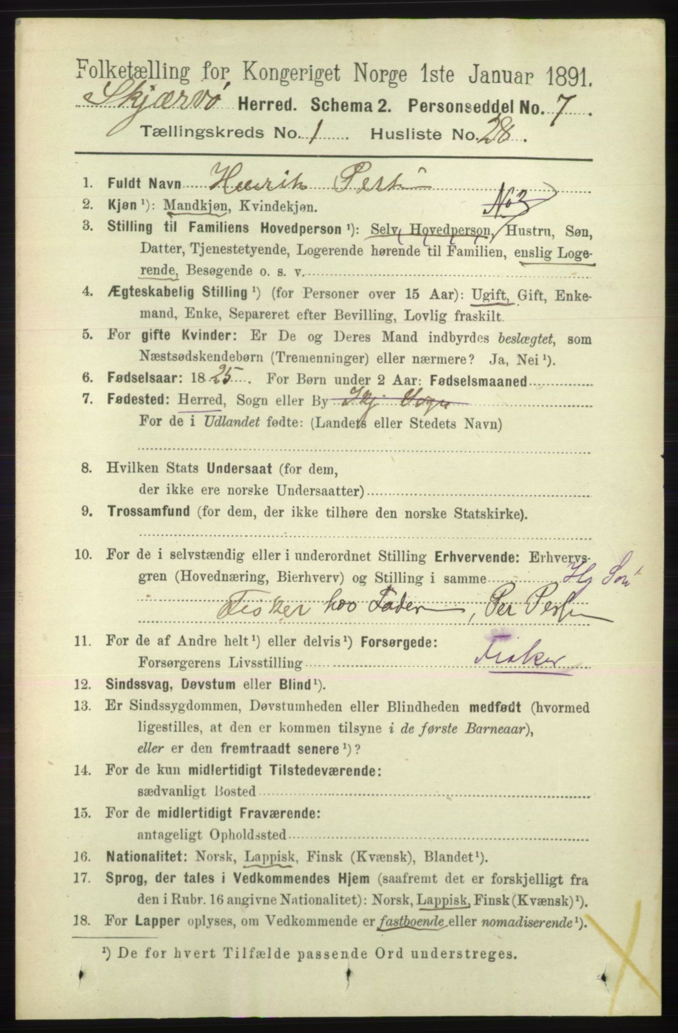 RA, 1891 census for 1941 Skjervøy, 1891, p. 346