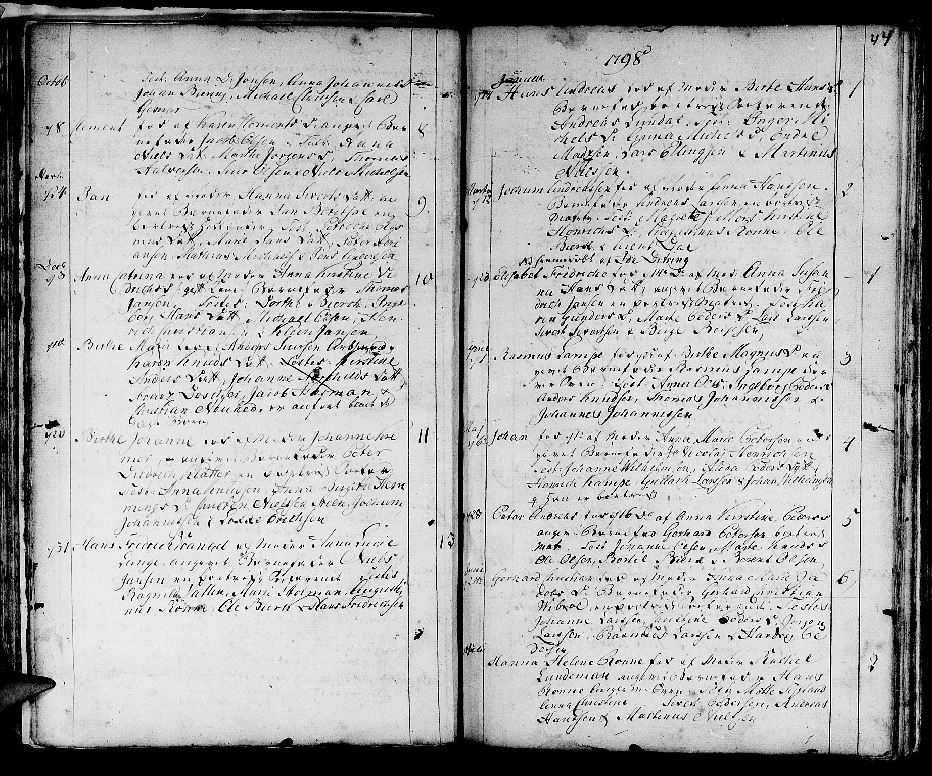 Domkirken sokneprestembete, SAB/A-74801/H/Haa/L0004: Parish register (official) no. A 4, 1763-1820, p. 44