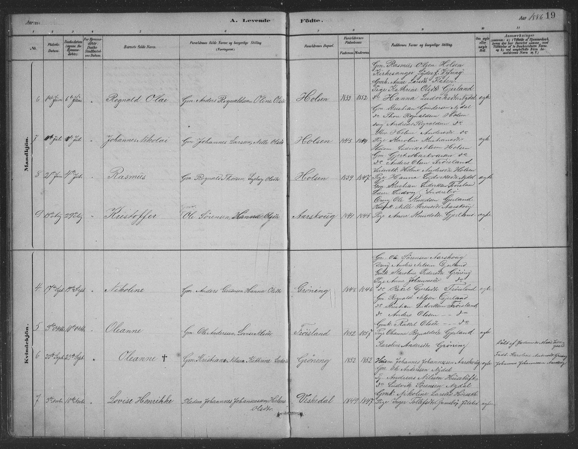 Førde sokneprestembete, AV/SAB-A-79901/H/Hab/Habc/L0002: Parish register (copy) no. C 2, 1881-1911, p. 19