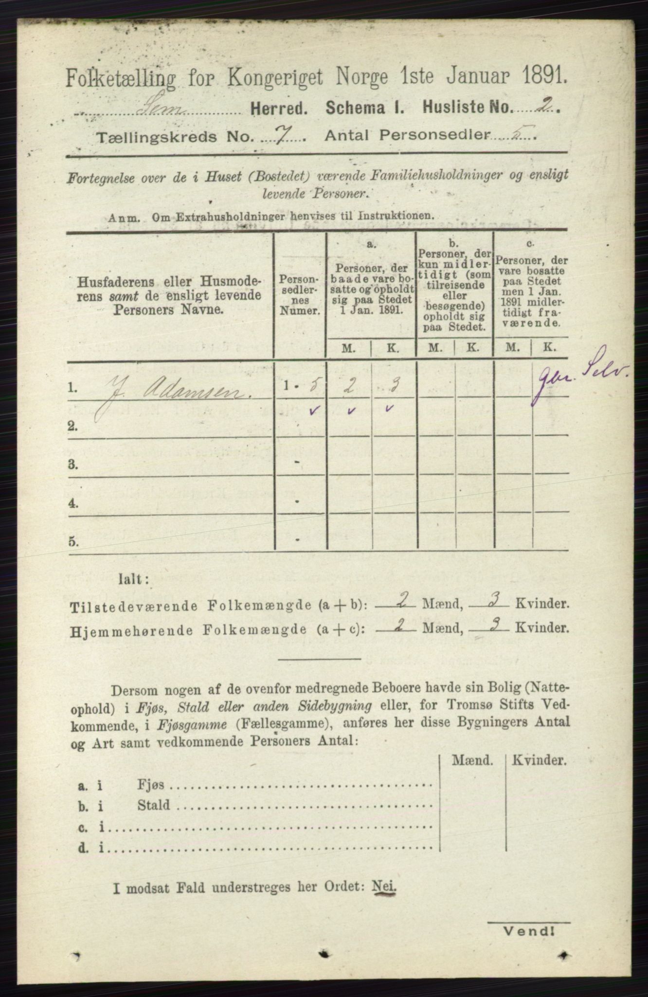 RA, 1891 census for 0721 Sem, 1891, p. 3169