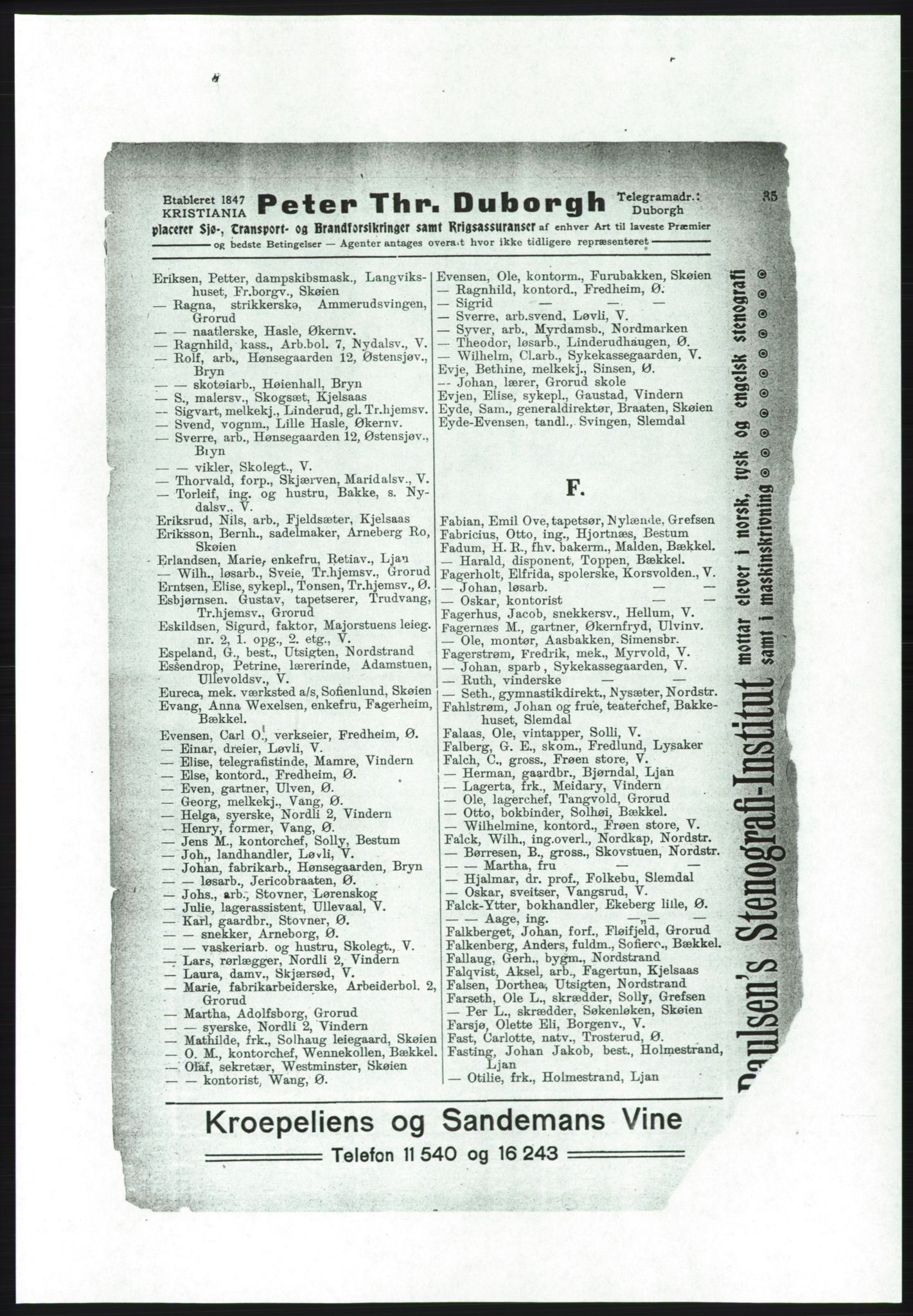 Aker adressebok/adressekalender, PUBL/001/A/001: Akers adressebok, 1916-1917, p. 35