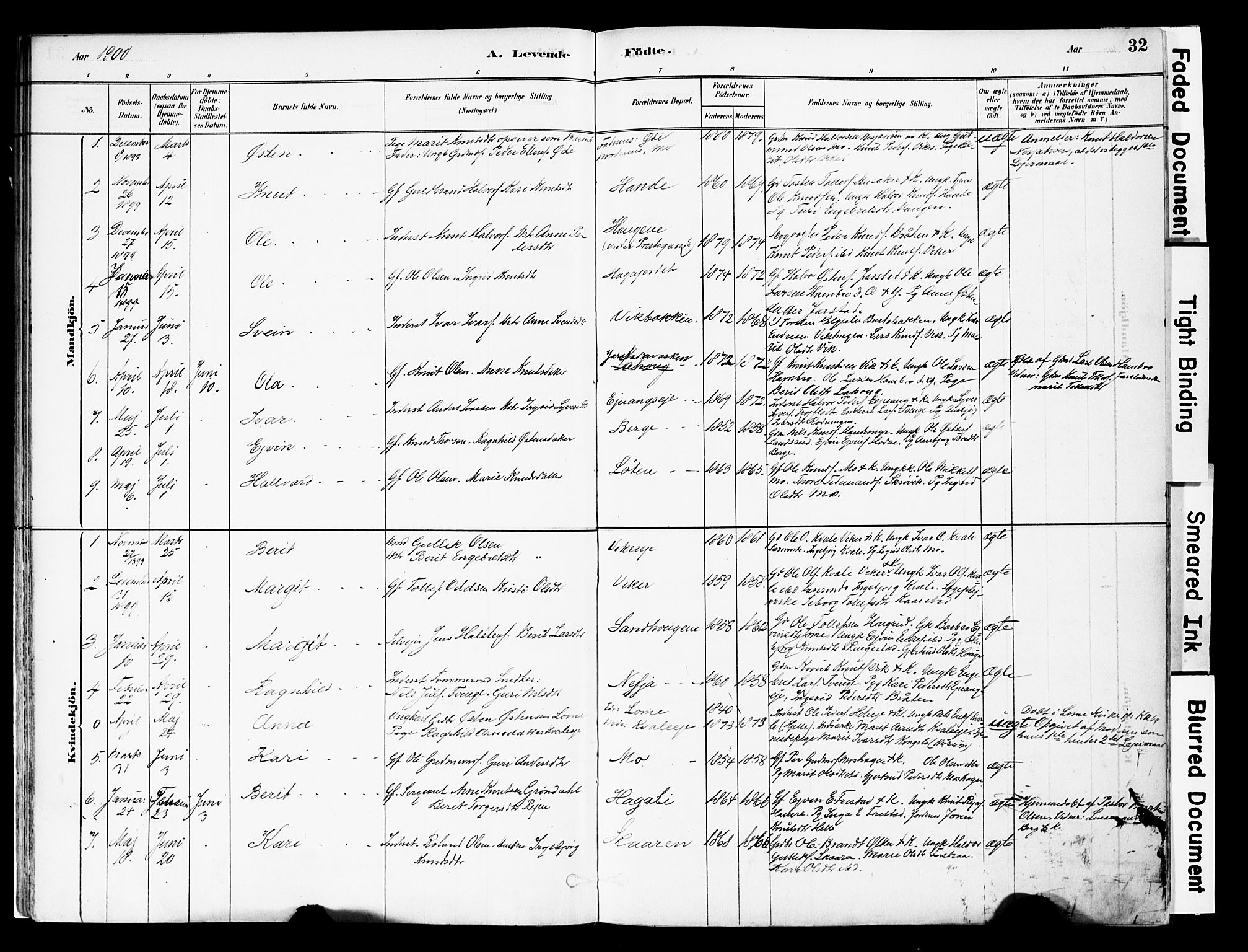 Vestre Slidre prestekontor, SAH/PREST-136/H/Ha/Haa/L0004: Parish register (official) no. 4, 1881-1911, p. 32