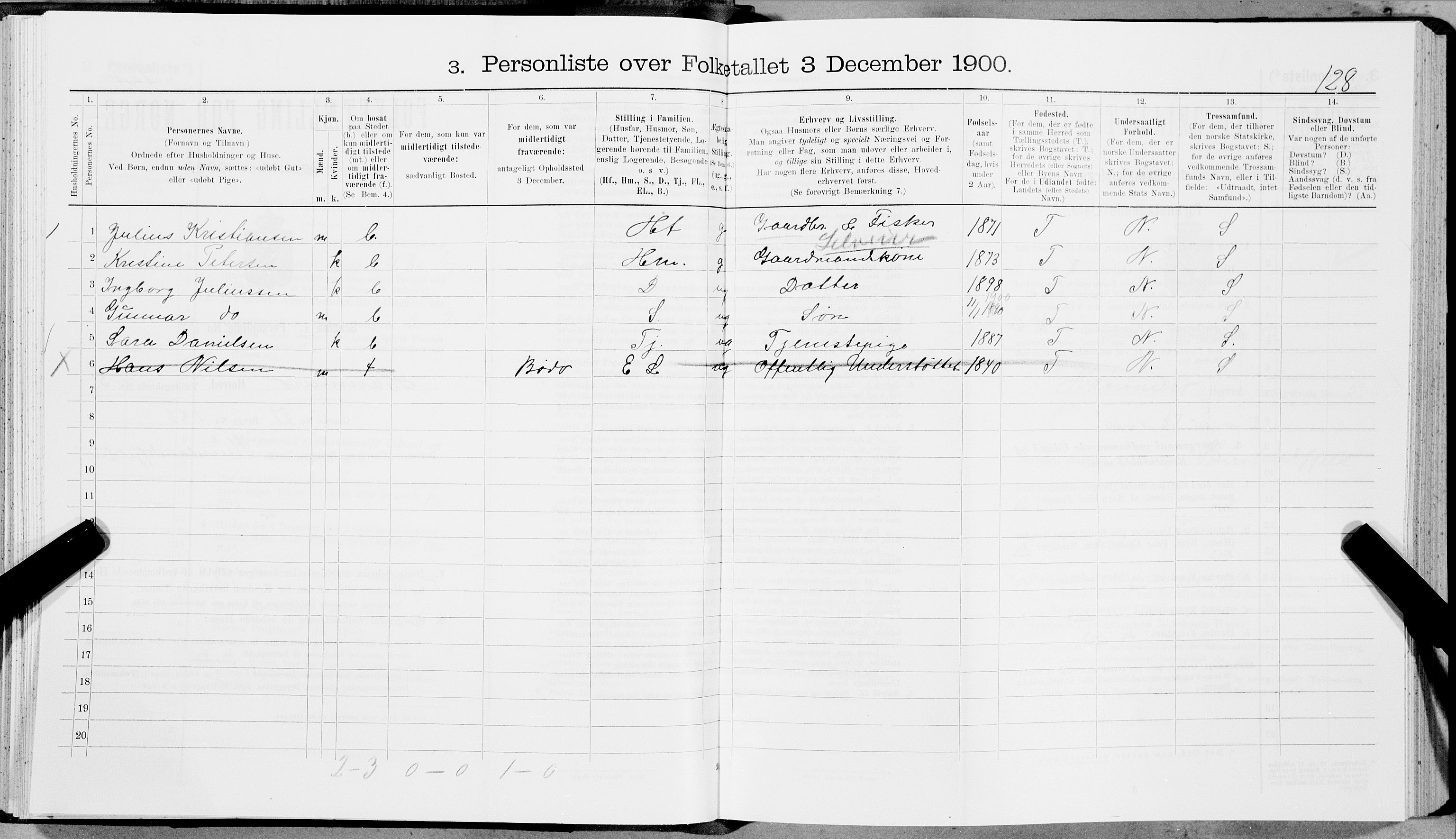 SAT, 1900 census for Hamarøy, 1900, p. 617