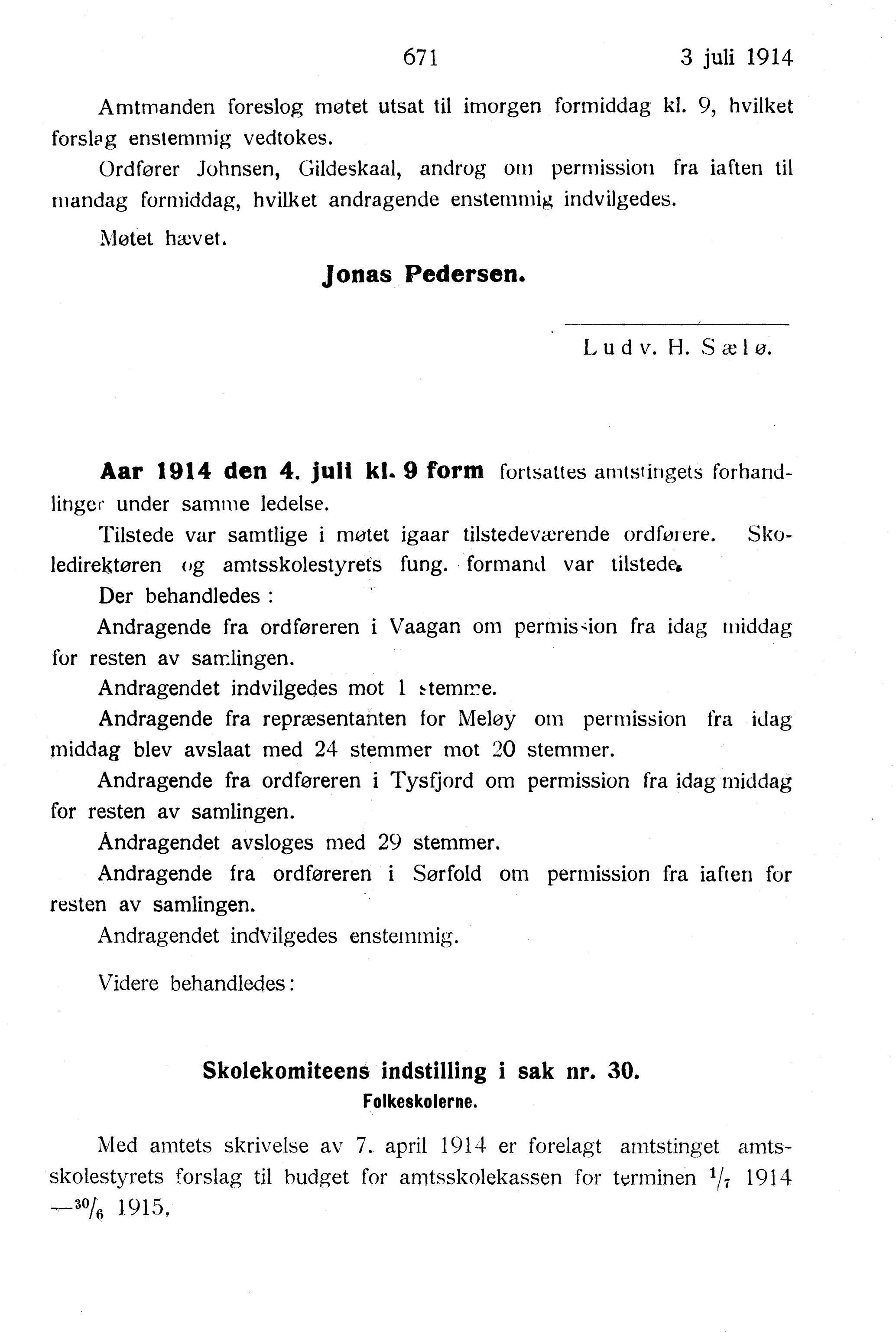 Nordland Fylkeskommune. Fylkestinget, AIN/NFK-17/176/A/Ac/L0037: Fylkestingsforhandlinger 1914, 1914, p. 671