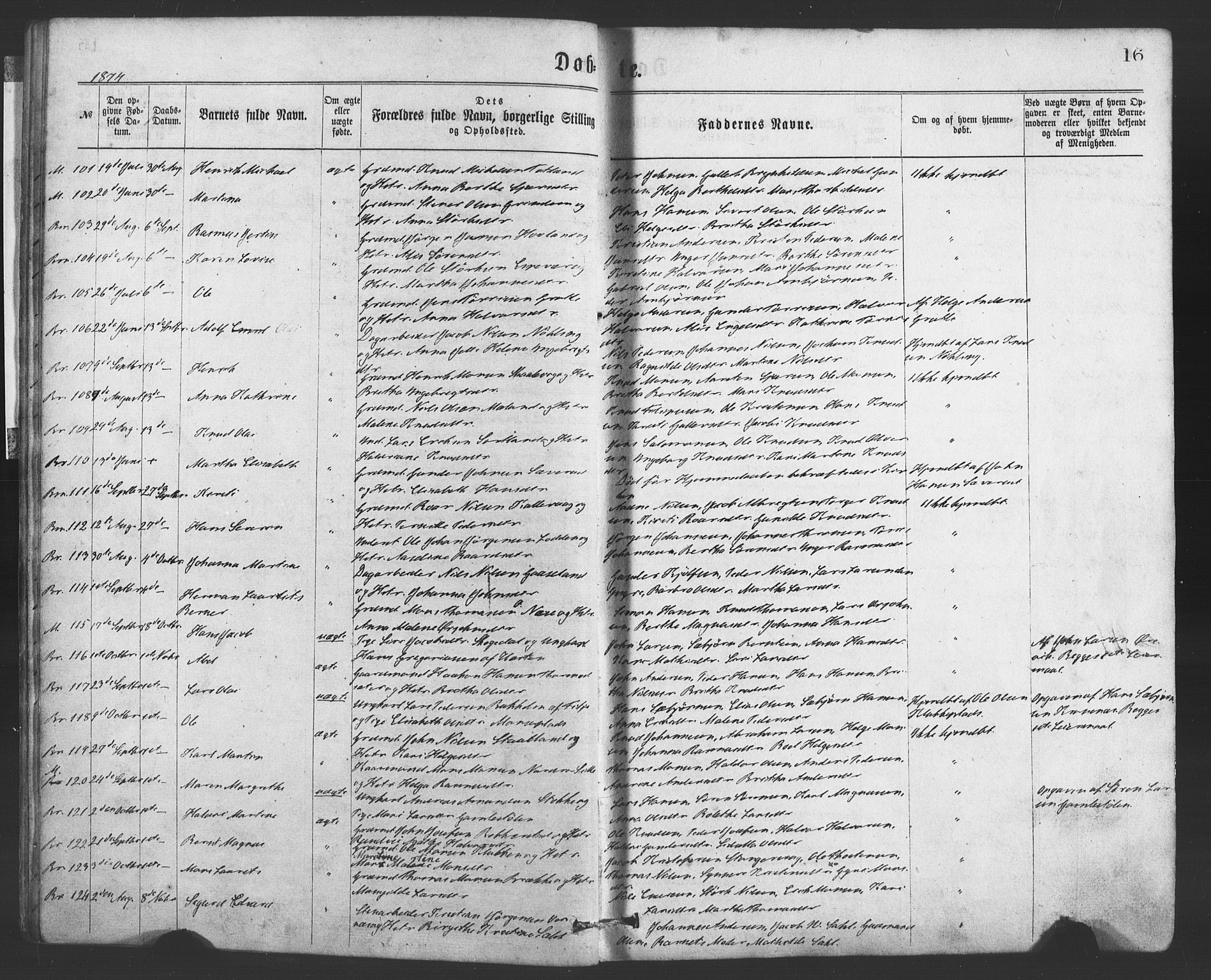 Finnås sokneprestembete, SAB/A-99925/H/Ha/Haa/Haaa/L0009: Parish register (official) no. A 9, 1873-1881, p. 16