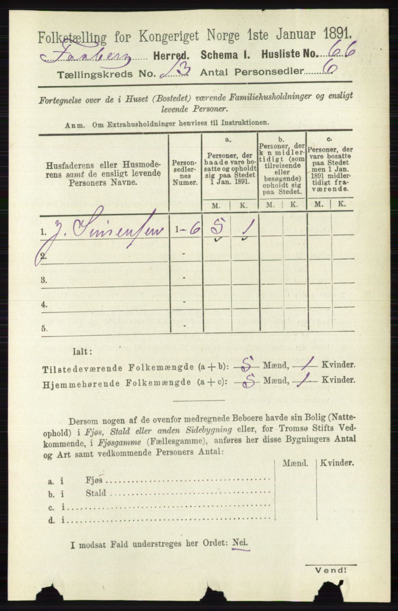 RA, 1891 census for 0524 Fåberg, 1891, p. 5240