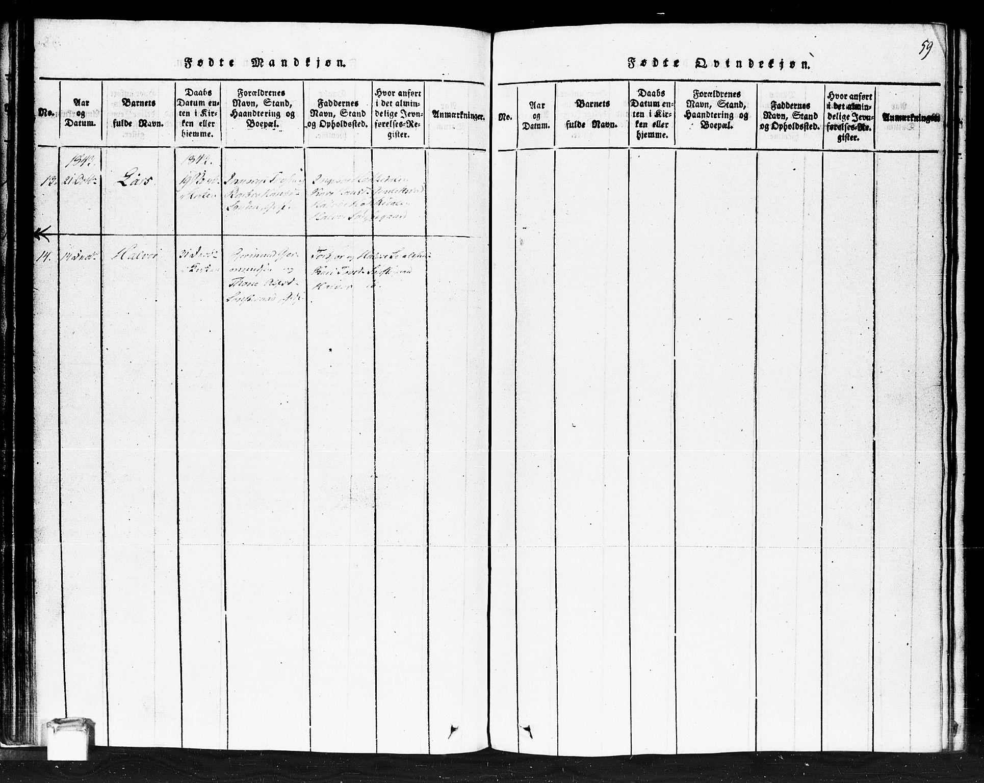 Gransherad kirkebøker, SAKO/A-267/F/Fb/L0002: Parish register (official) no. II 2, 1815-1843, p. 59