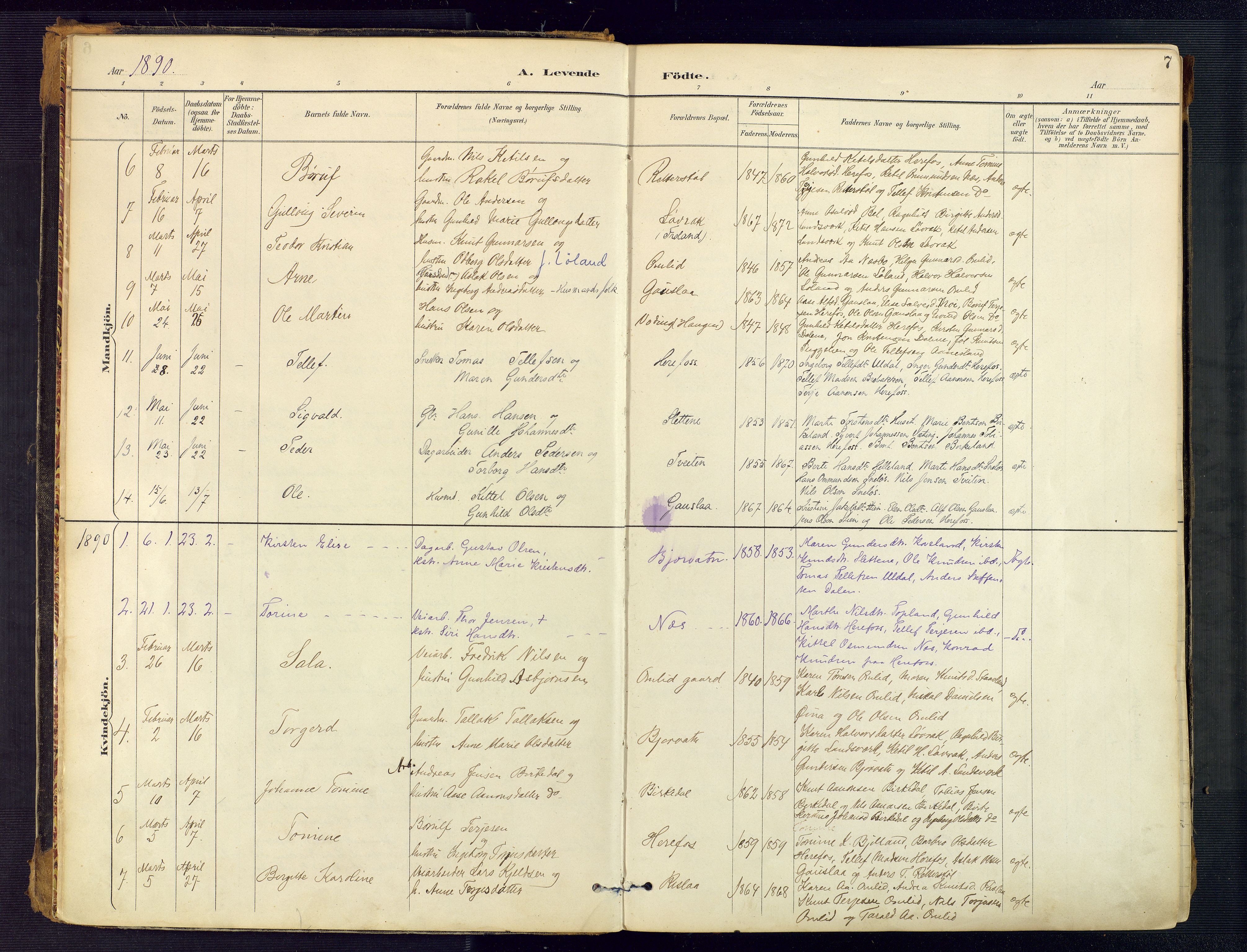 Herefoss sokneprestkontor, AV/SAK-1111-0019/F/Fa/Faa/L0003: Parish register (official) no. A 3, 1887-1930, p. 7