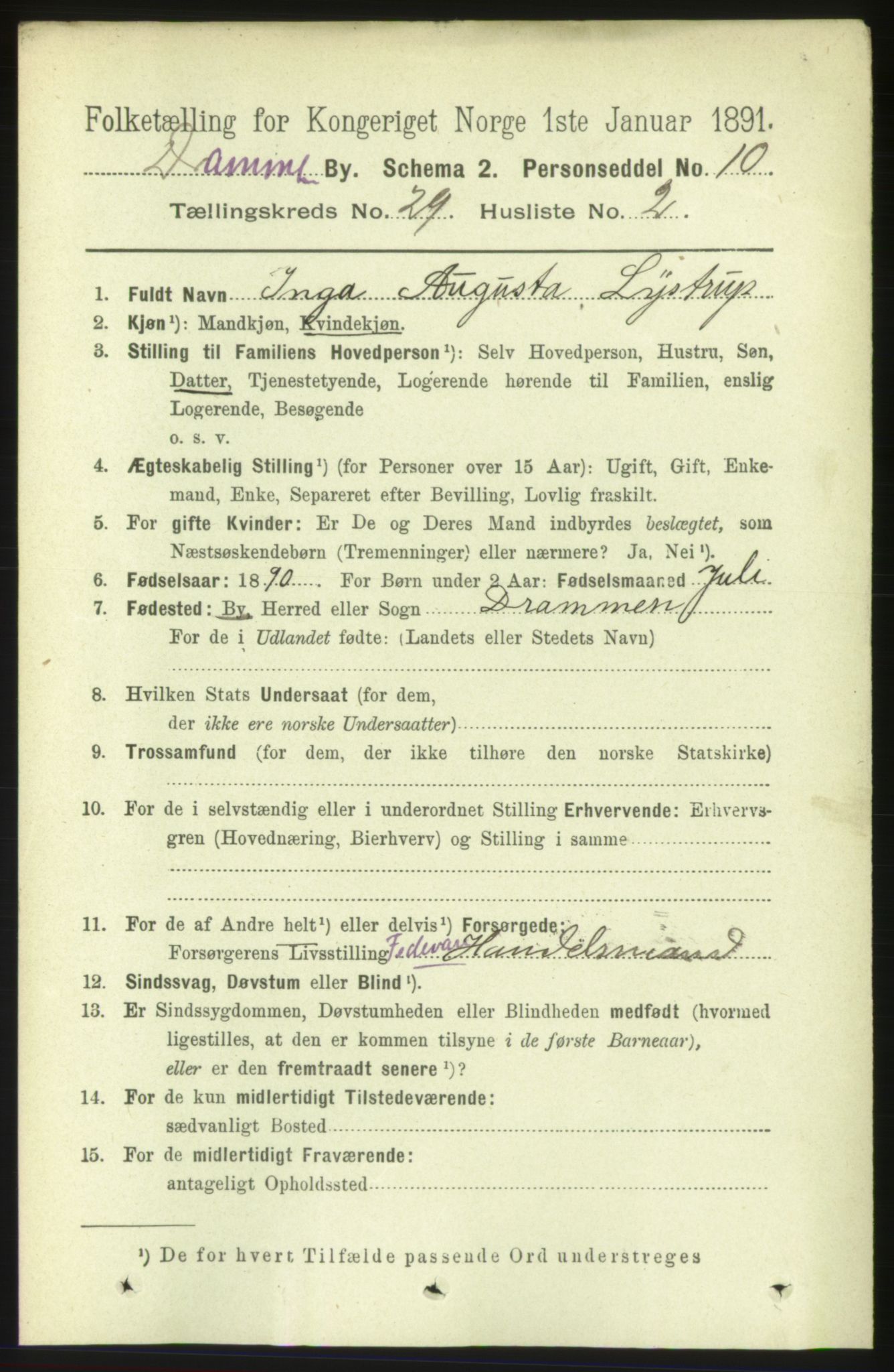 RA, 1891 census for 0602 Drammen, 1891, p. 17414