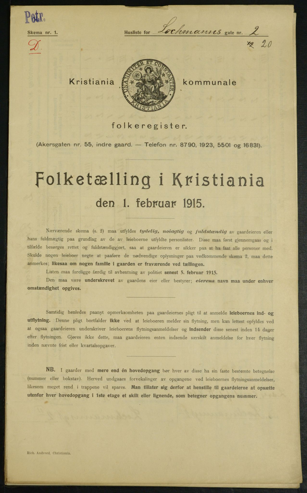 OBA, Municipal Census 1915 for Kristiania, 1915, p. 81505