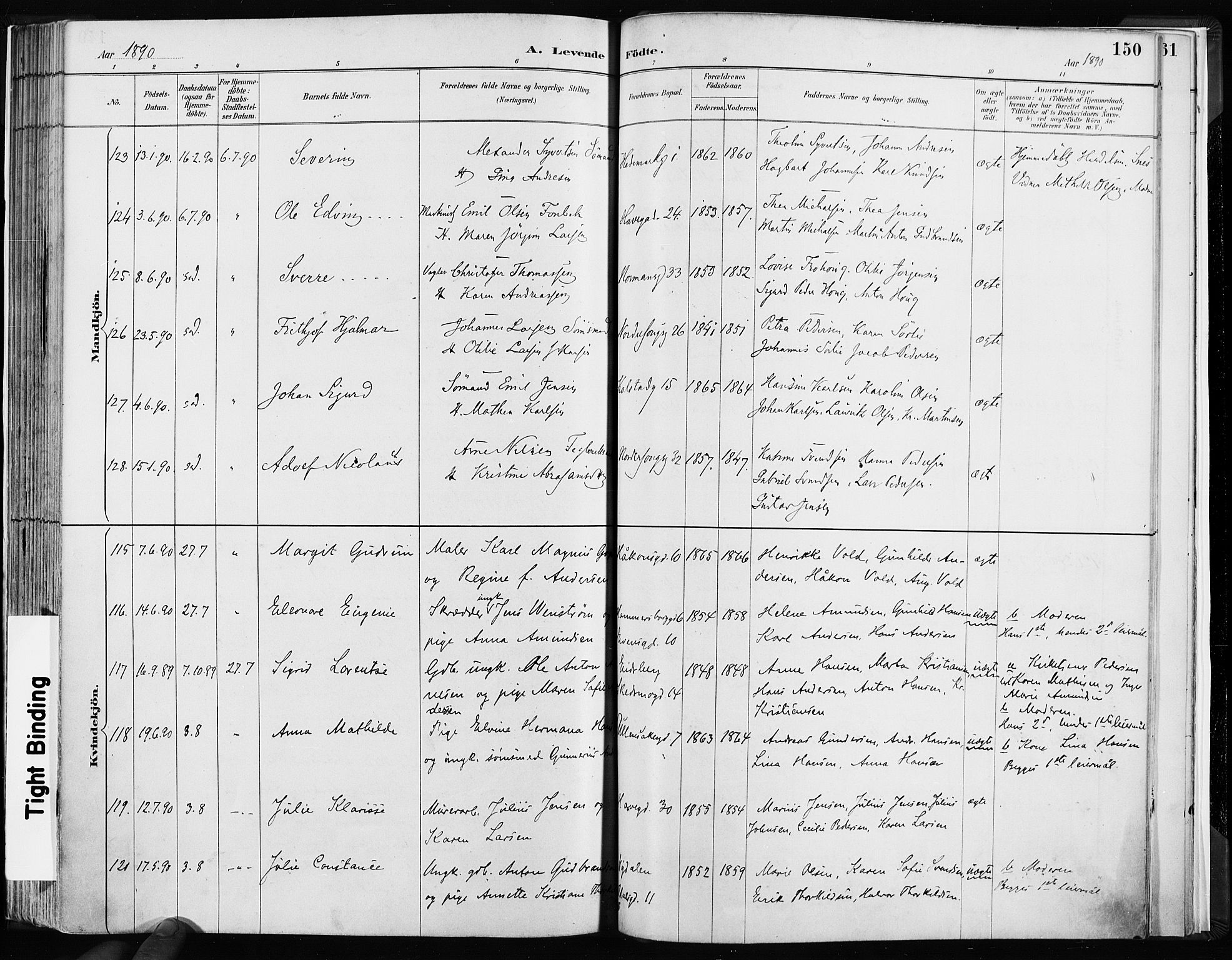 Kampen prestekontor Kirkebøker, AV/SAO-A-10853/F/Fa/L0003: Parish register (official) no. I 3, 1886-1892, p. 150