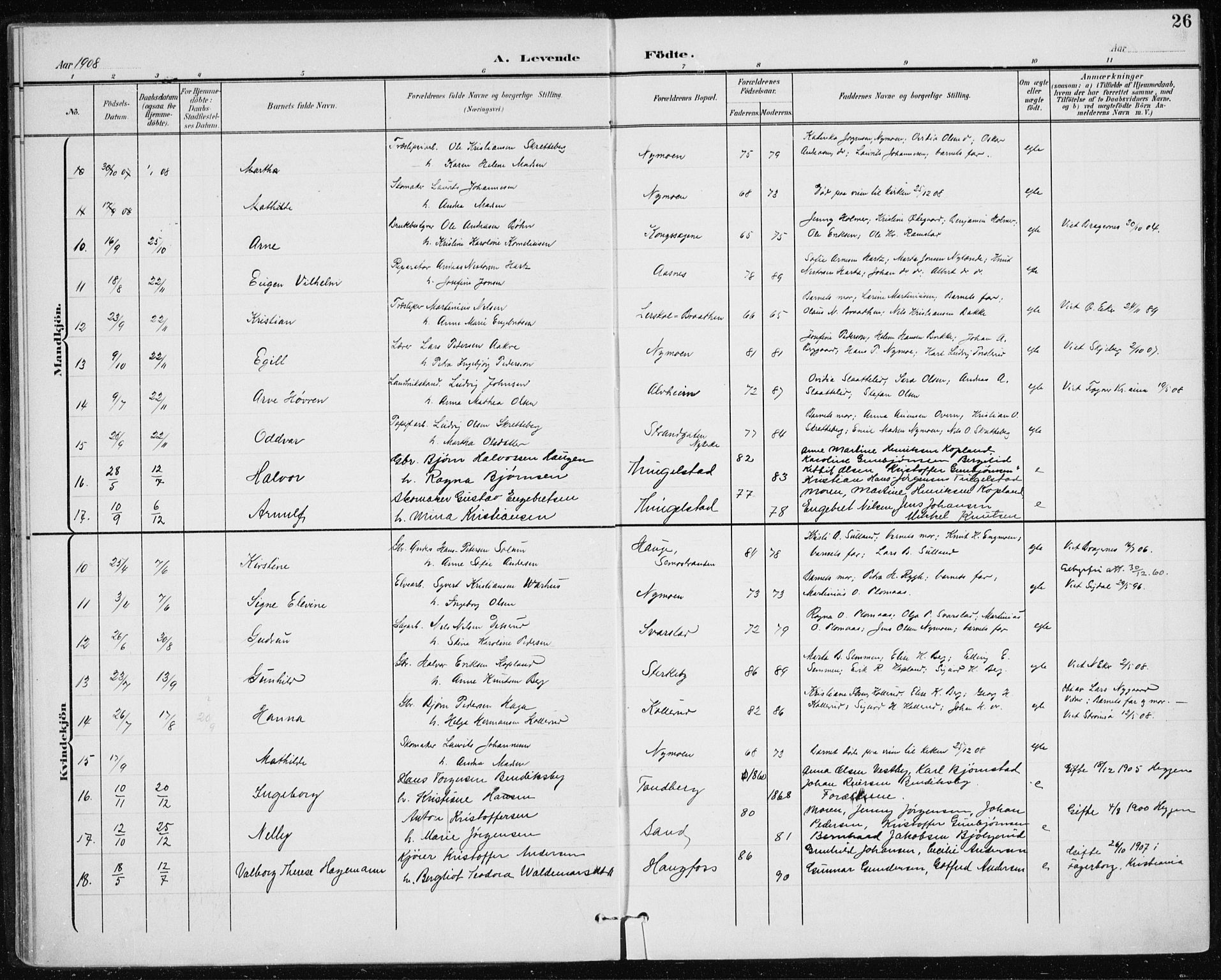 Modum kirkebøker, SAKO/A-234/F/Fa/L0017: Parish register (official) no. 17, 1900-1915, p. 26