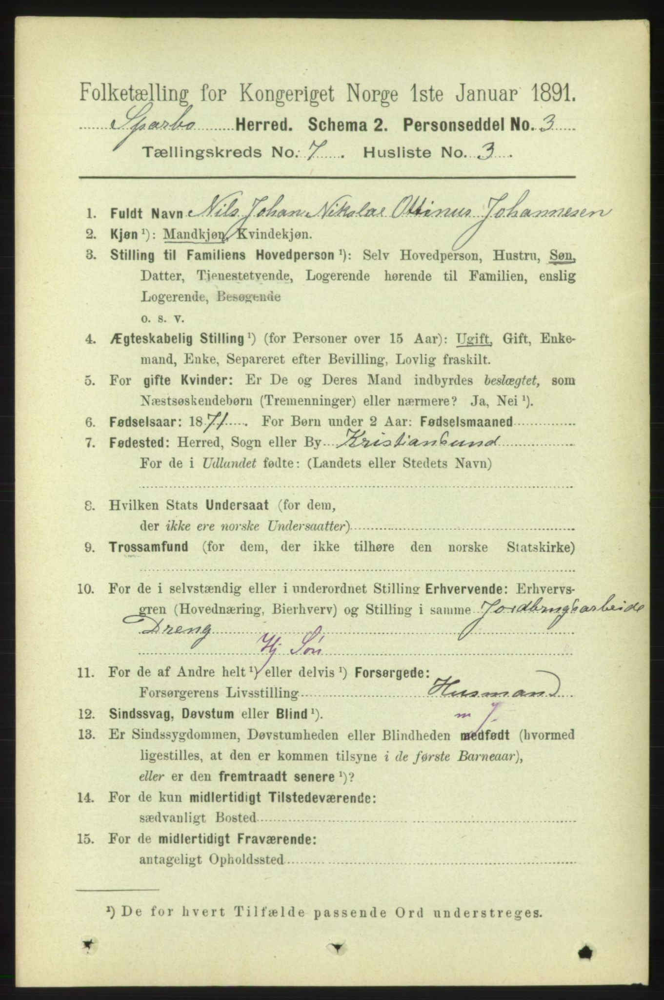 RA, 1891 census for 1731 Sparbu, 1891, p. 2416