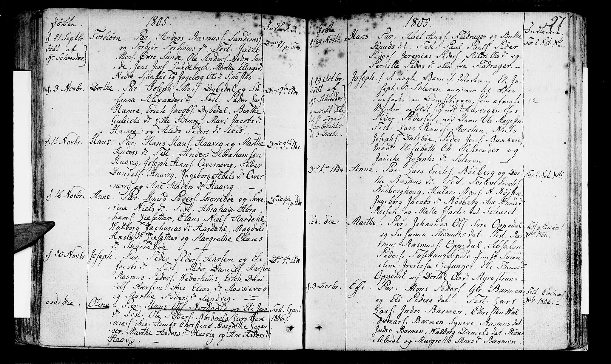 Selje sokneprestembete, SAB/A-99938/H/Ha/Haa/Haaa: Parish register (official) no. A 6, 1782-1806, p. 97
